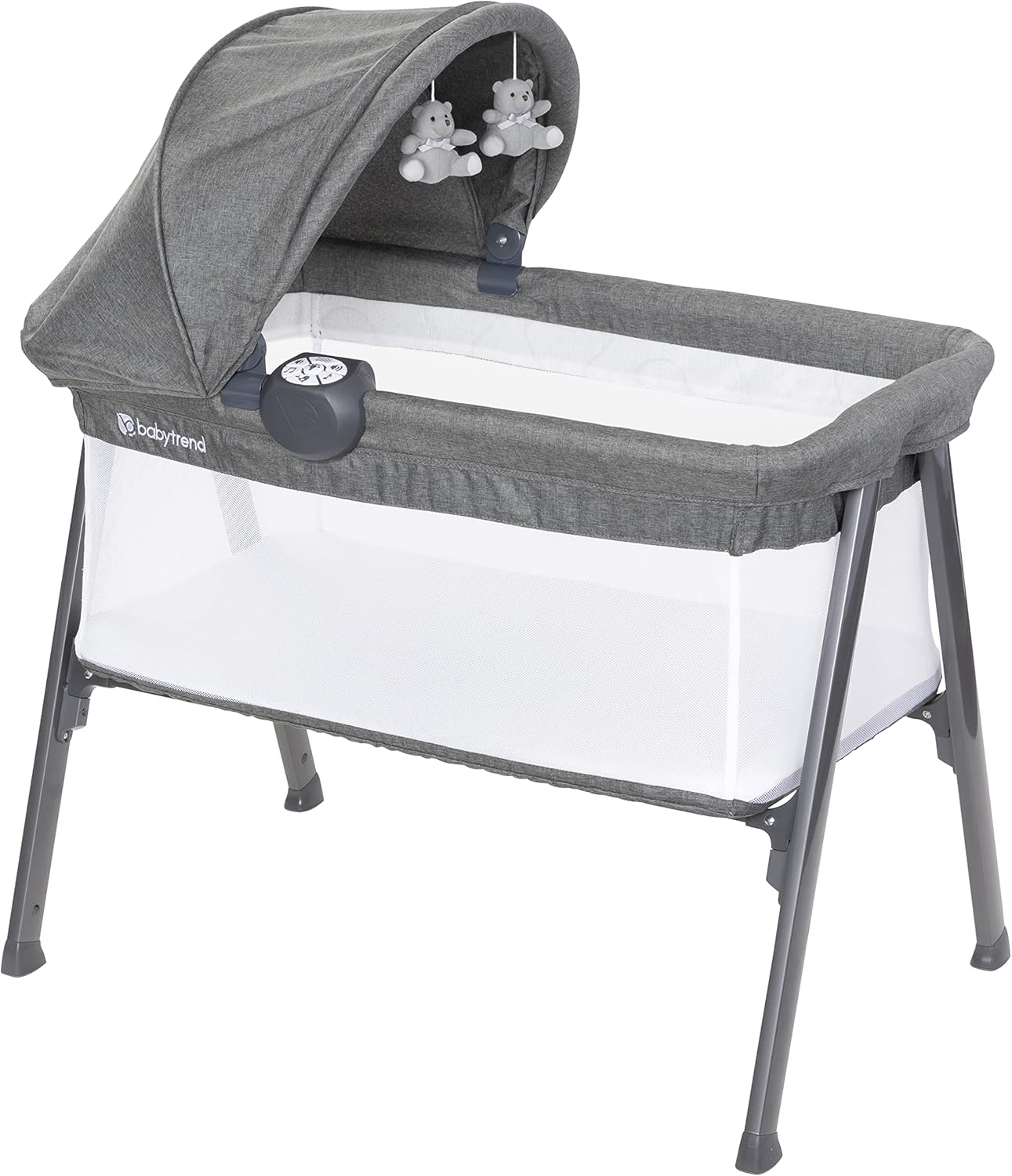 Baby Trend Lil Snooze Large Bassinet PLUS (With Canopy, Hang Toys, Vibrations, Melodies)