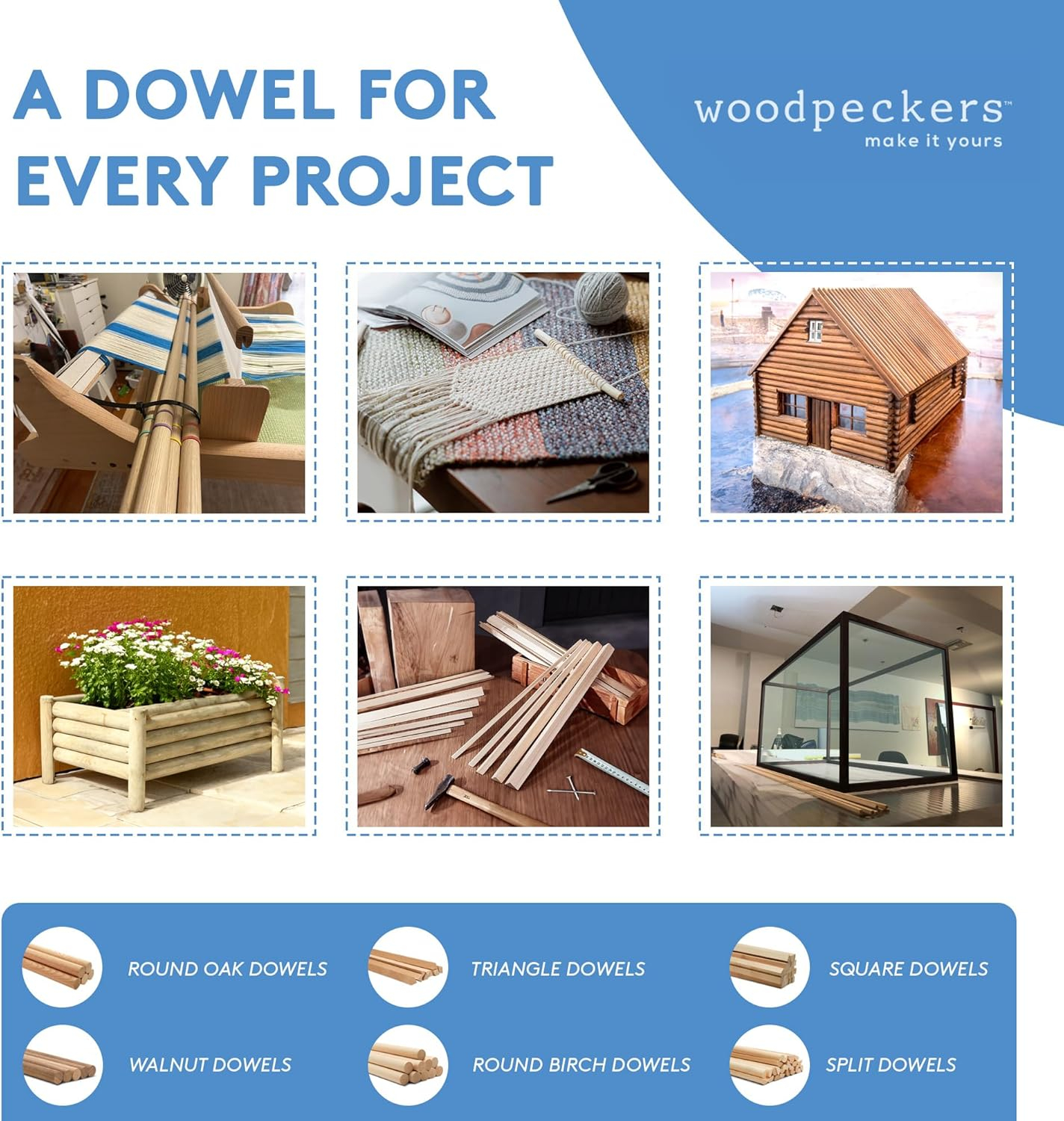 Wooden Dowel Rod, 3/16 Inch x 6 Inch Wood Dowels, Pack of 100 Wooden Dowels for Crafts, Unfinished Hardwood Wooden Dowels Rods, Strong Wood Rod Dowels for Crafting and DIYers