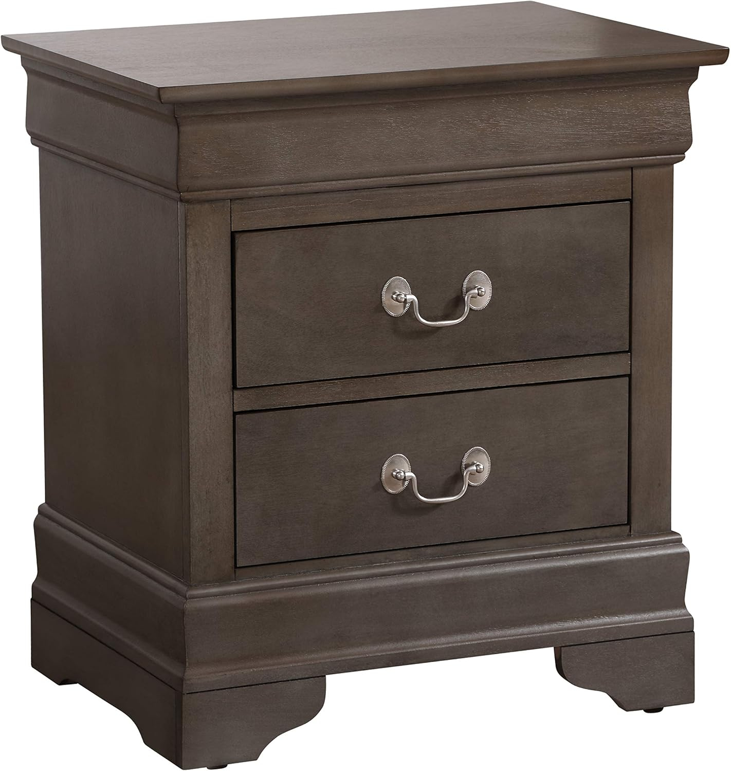 Glory Furniture Louis Phillipe 2 Drawer Nightstand in Gray