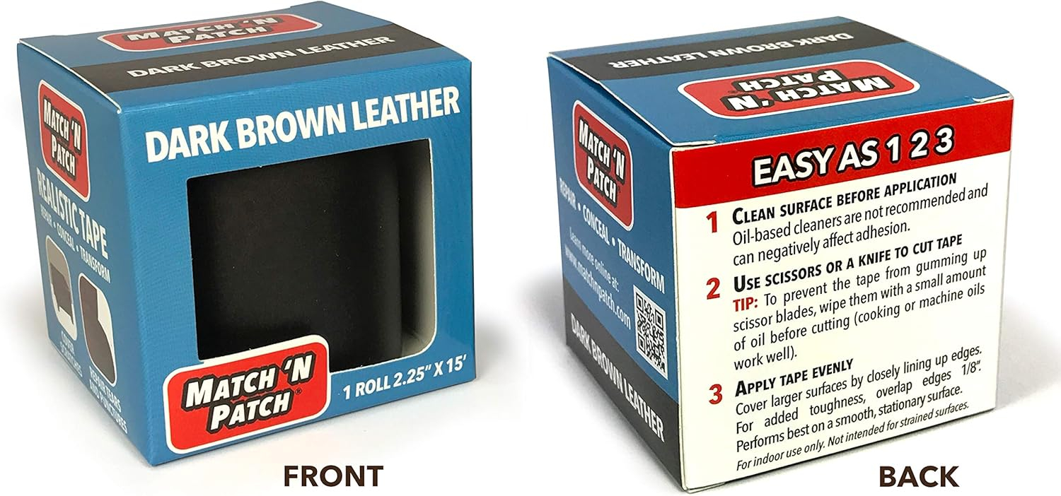 Match 'N Patch Dark Brown Leather Repair Tape, 2.25 in. x 15 ft