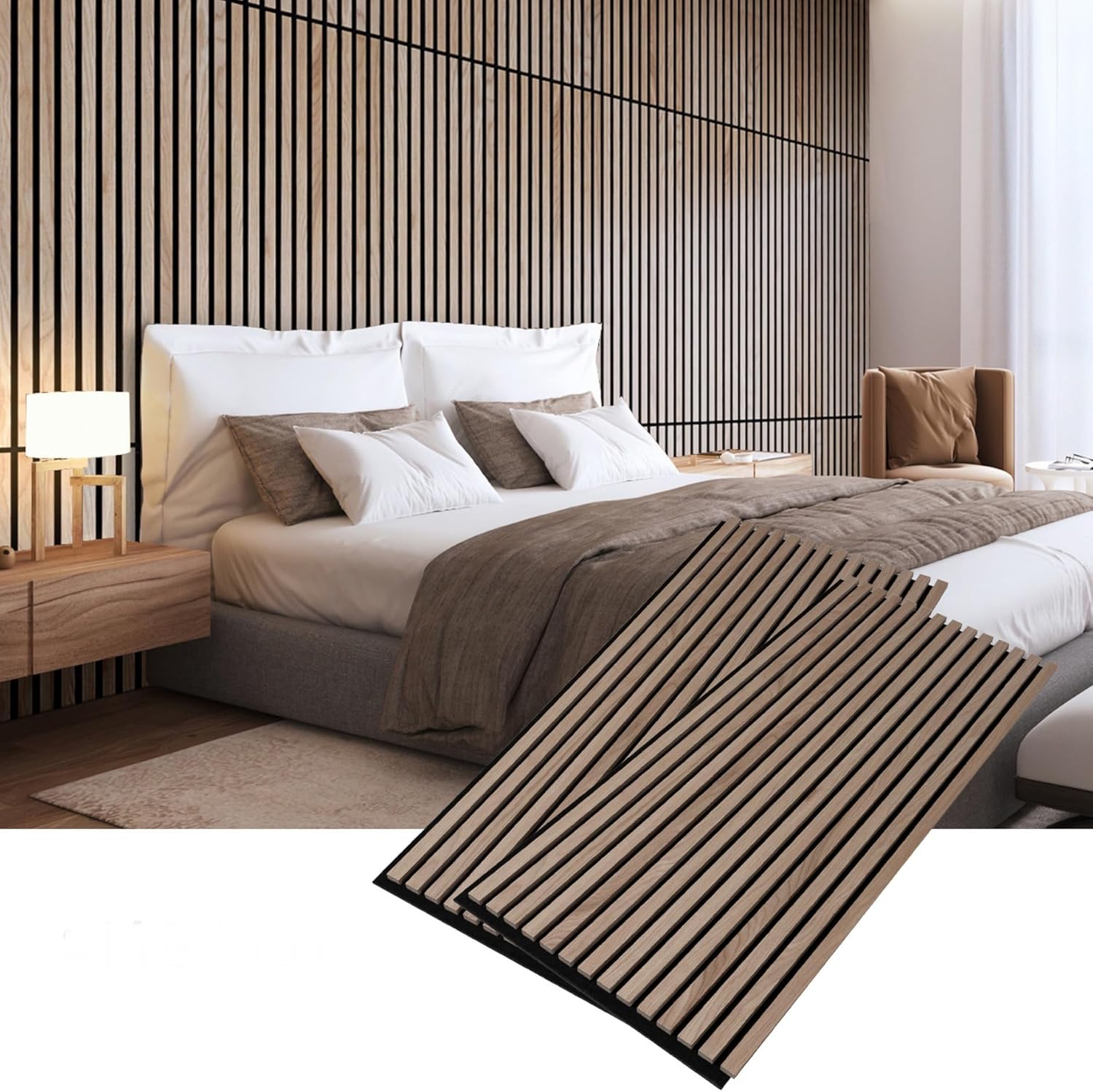 Woody Walls Acoustic Wood Wall Panels for Interior Wall Decor | Set of 2 Seamless Joint Wood Panels for Walls | DIY Wood Slat Wall | 3D Wall Panel Effect for Any Interior Design (Oslo)