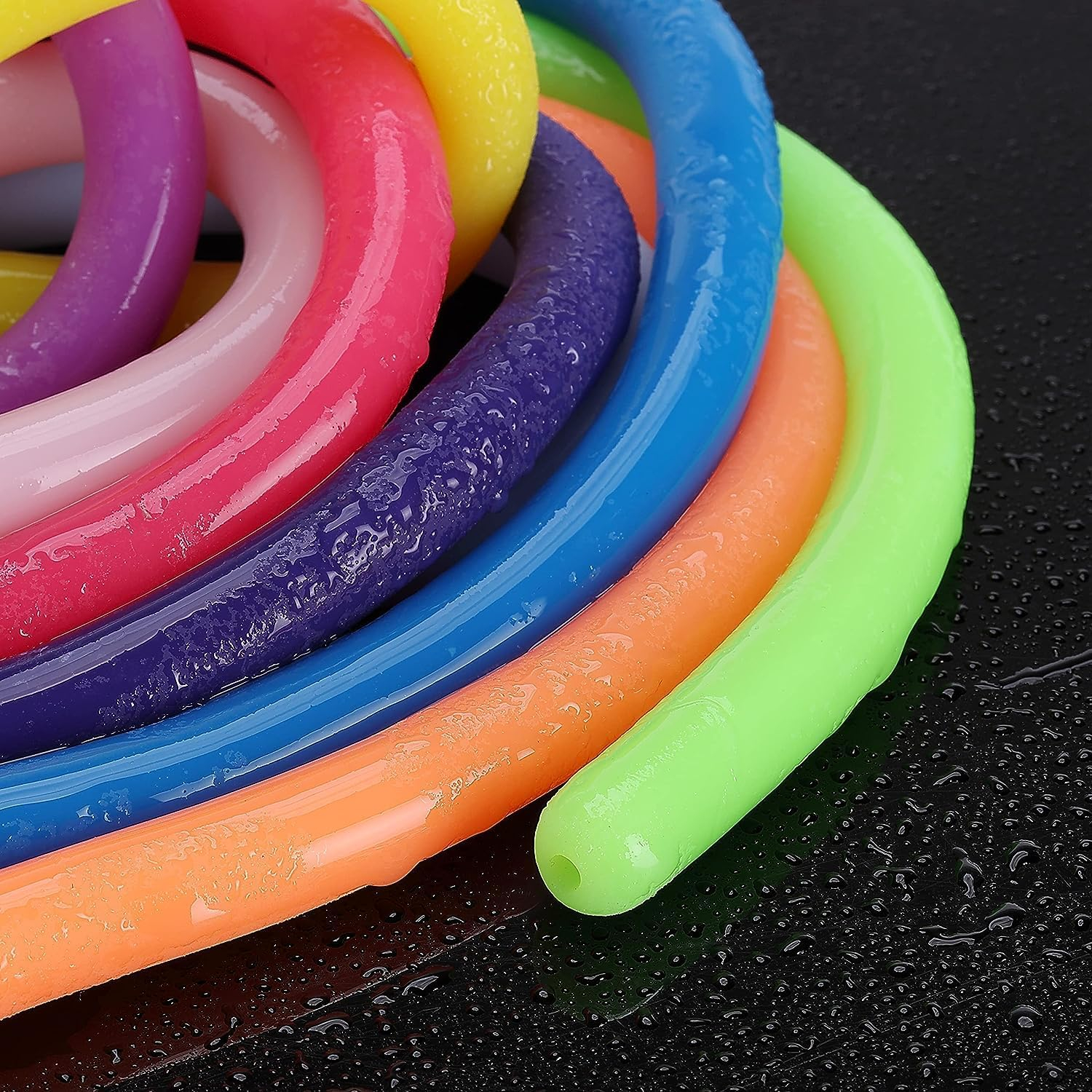 Colorful Sensory Fidget Stretch Toys-Stretchy Strings Fidget Toy for Relaxing Therapy (12 Pack 6 Colors) - for Adults and Kids-Stress Toy Helps with ADHD ADD OCD Autism Bad