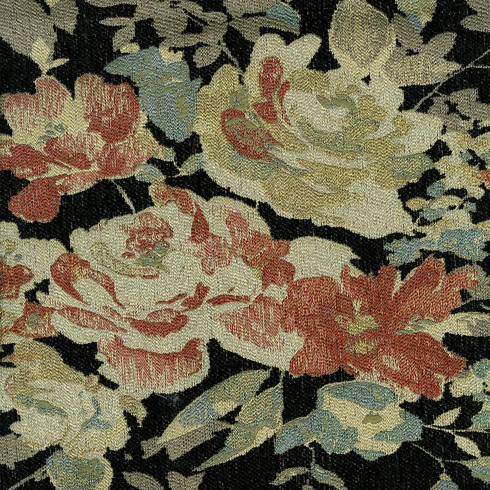Blue Floral Brocade Upholstery Fabric by the Yard
