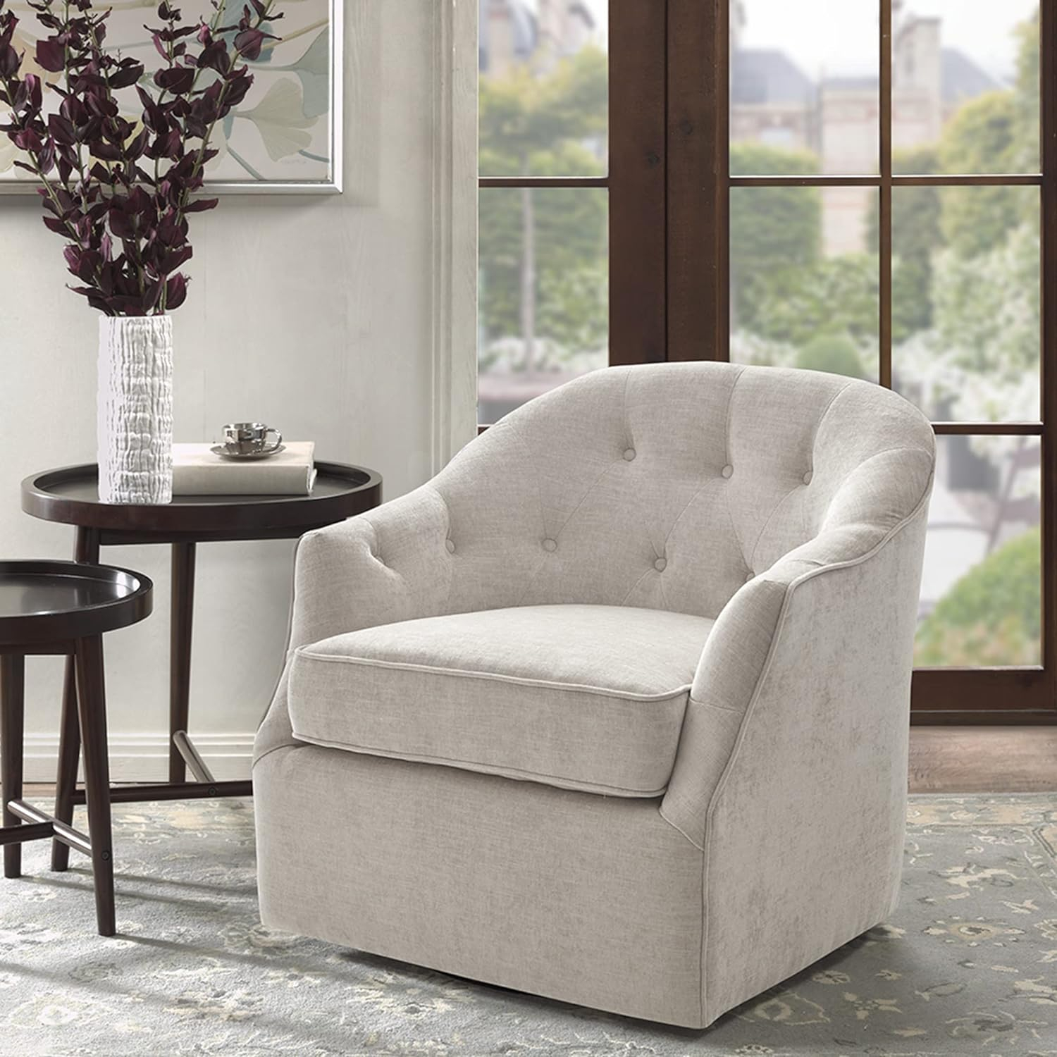 Madison Park Calvin Swivel Chair with Natural Finish MP103-1072