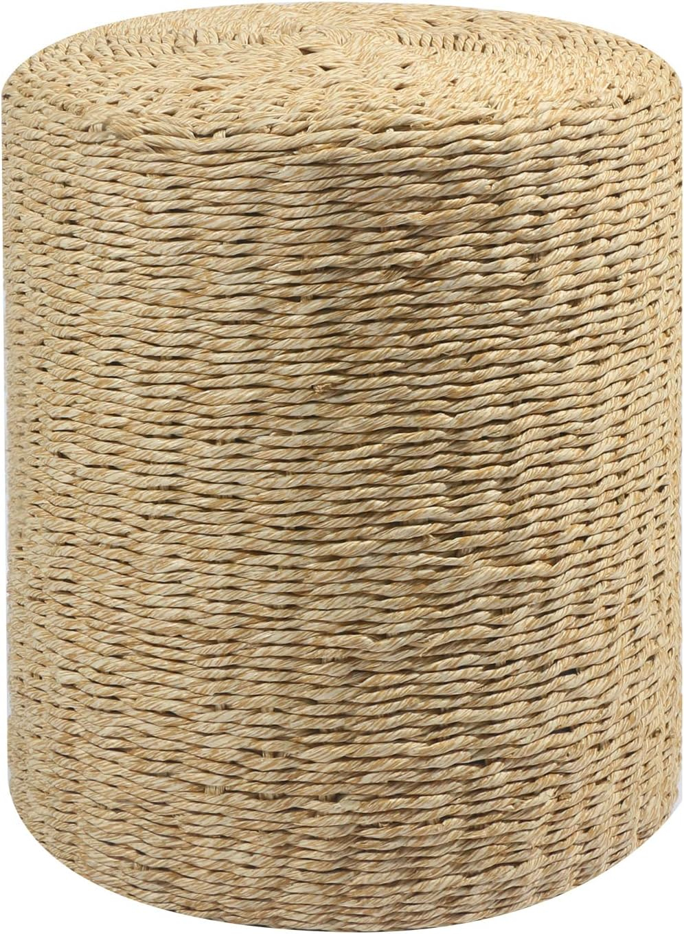 Mxfurhawa Pouf Ottoman Round Patio Foot Stool Outdoor, Natural Seagrass