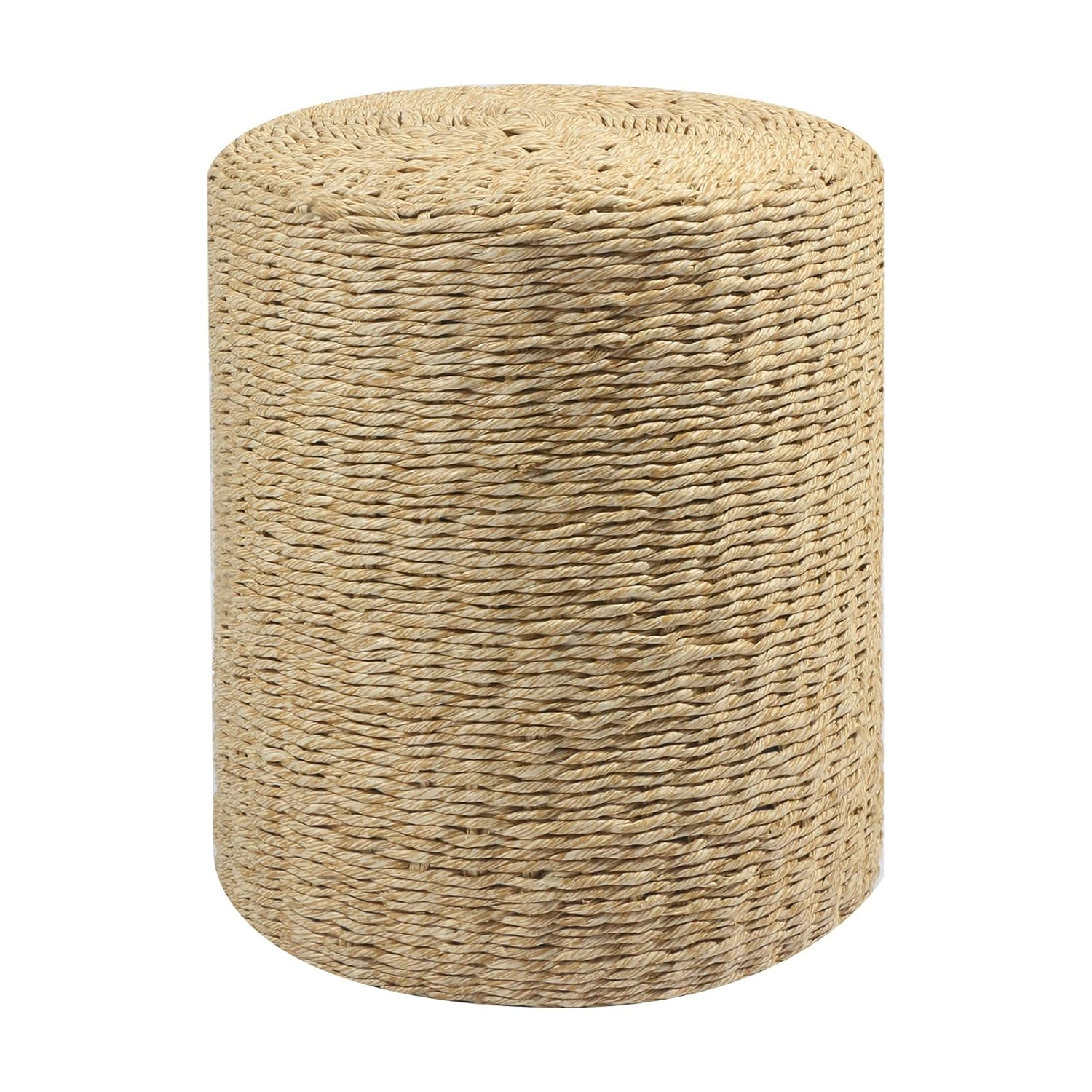 Mxfurhawa Pouf Ottoman Round Patio Foot Stool Outdoor, Natural Seagrass