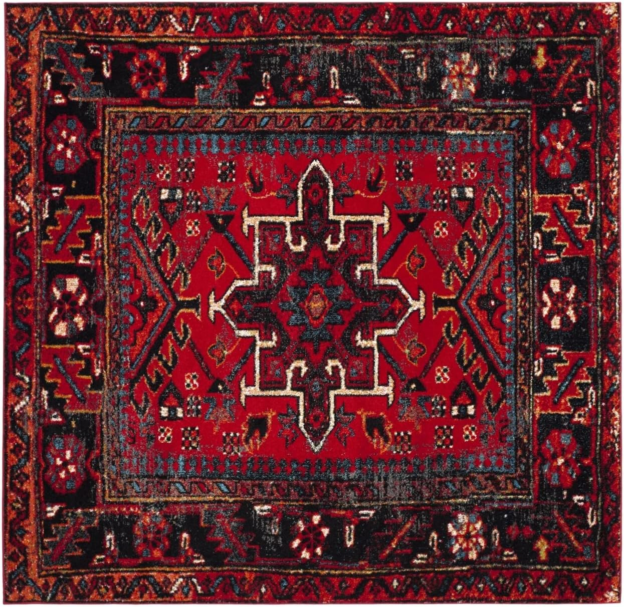 SAFAVIEH Vintage Hamadan Dania Oriental Area Rug, Red/Multi, 10' x 10' Square