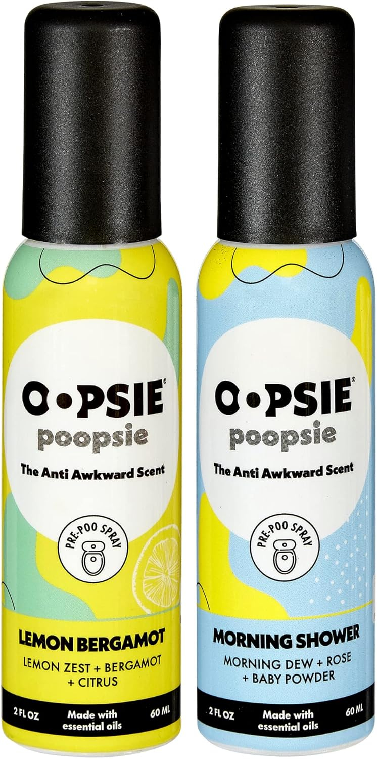 Toilet Spray Lemon Bergamot and Morning Shower Giftable 2 Pack Assorted Scents 2oz