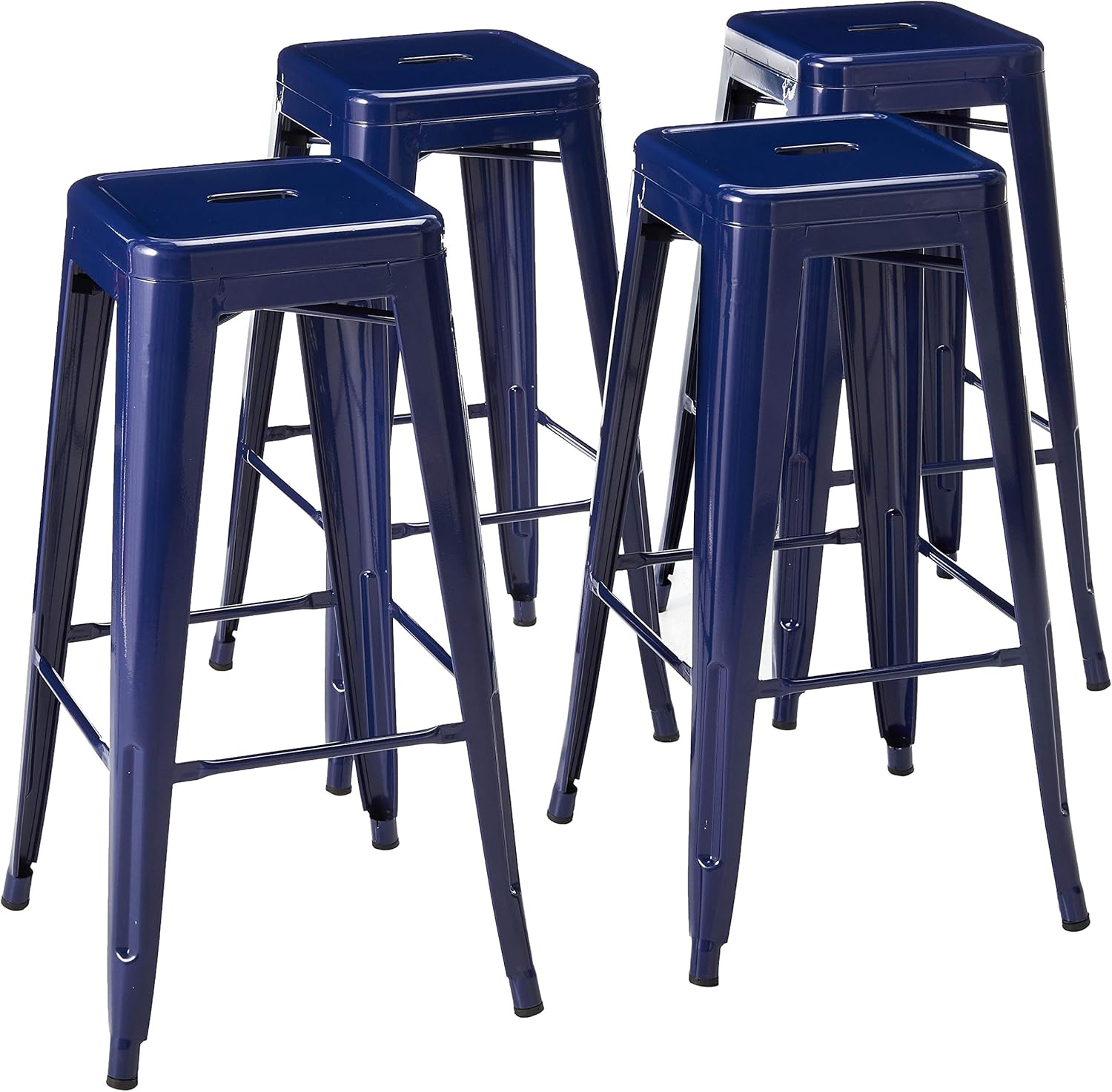 Loft Series Contemporary 30" Blue Metal Stackable Bar Stool