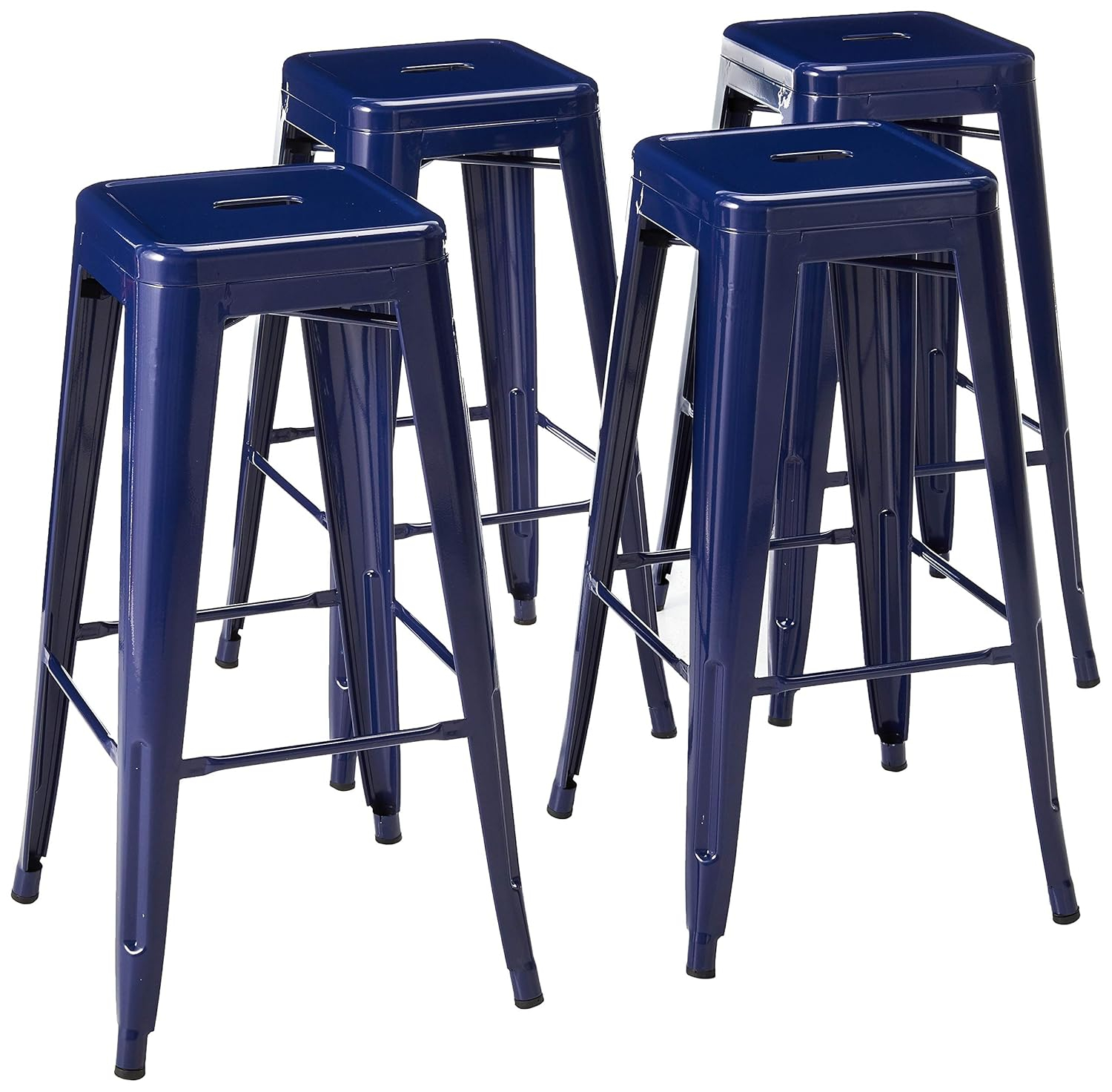 Loft Series Contemporary 30" Blue Metal Stackable Bar Stool