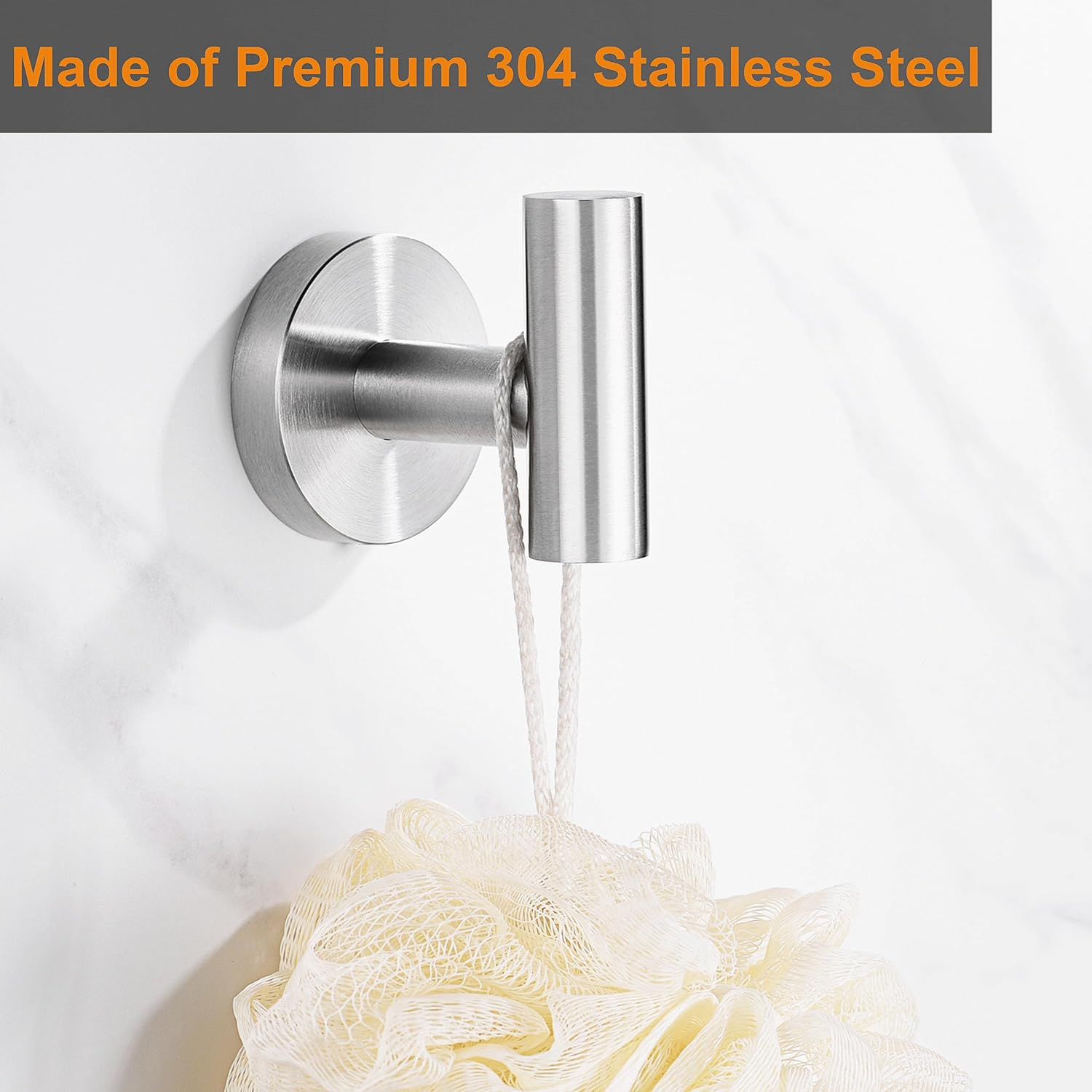 Nolimas Bathroom Towel Hooks SUS 304 Stainless Steel Coat Hook Round Clothes Towel Coat Robe Hook Cabinet Closet Door Sponges Holder for Bath Kitchen Garage Hotel,Wall Mounted, Brushed Nickel, 2Pack
