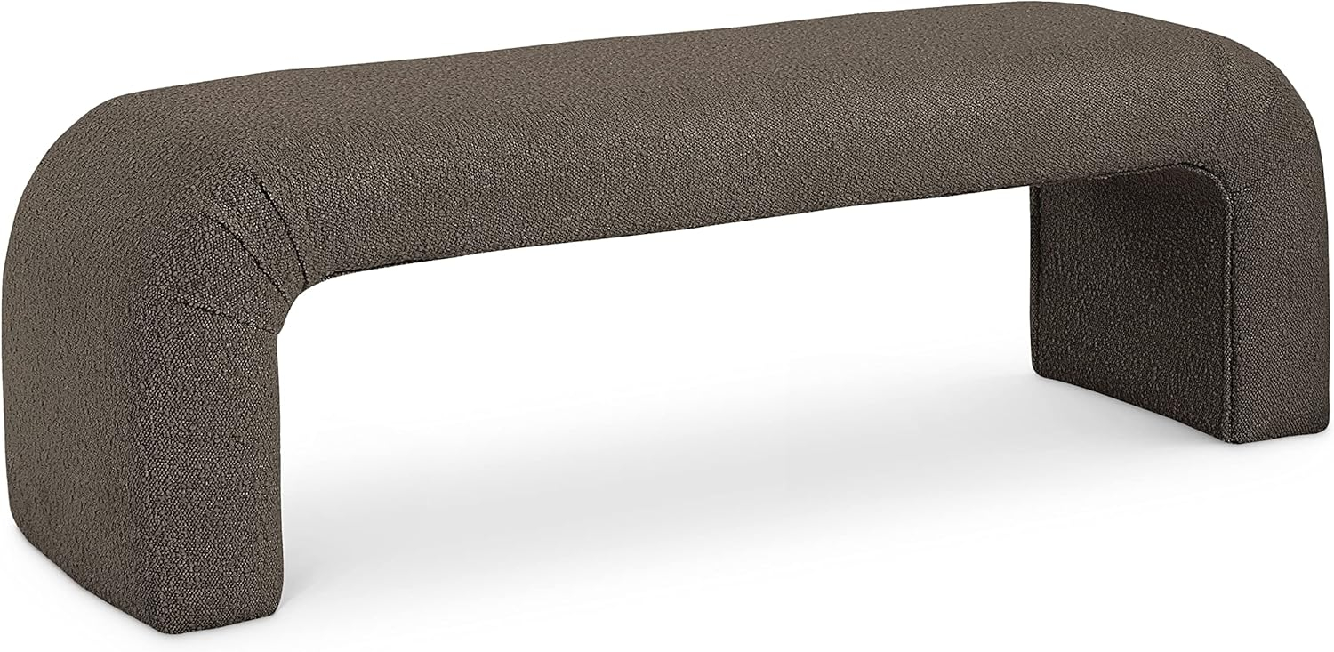 Meridian Furniture Niagara Cream Boucle Fabric Bench