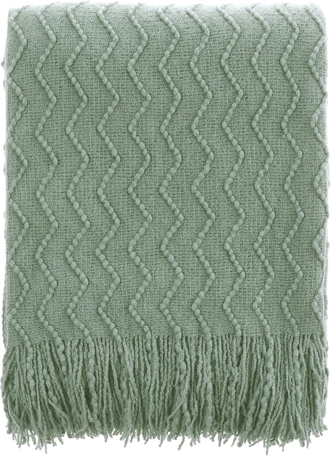 Battilo Sage Green Throw Blanket for Sofa, Knitted Soft Sage Throw, Spring Green Blanket for Bedroom Decor,50"x60"