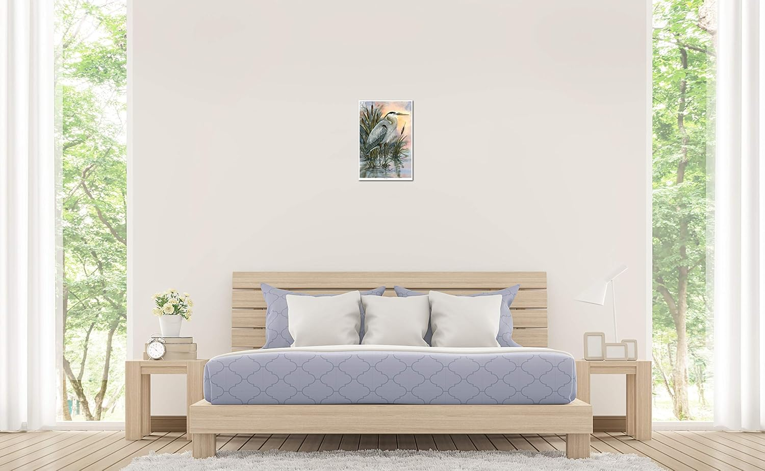 Blue Heron Watercolor Art Print Poster 12" x 18"