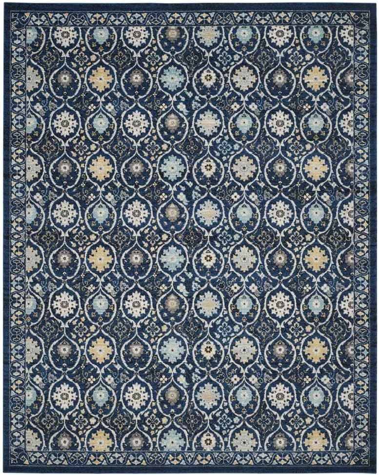 SAFAVIEH Evoke Charlotte Floral Geometric Area Rug, Royal/Ivory, 9' x 12'