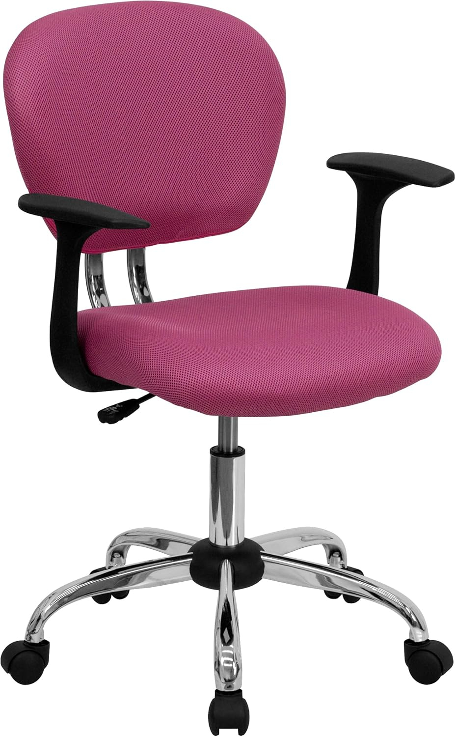 Swivel Mid-Back Pink Mesh Task Chair with Chrome Base