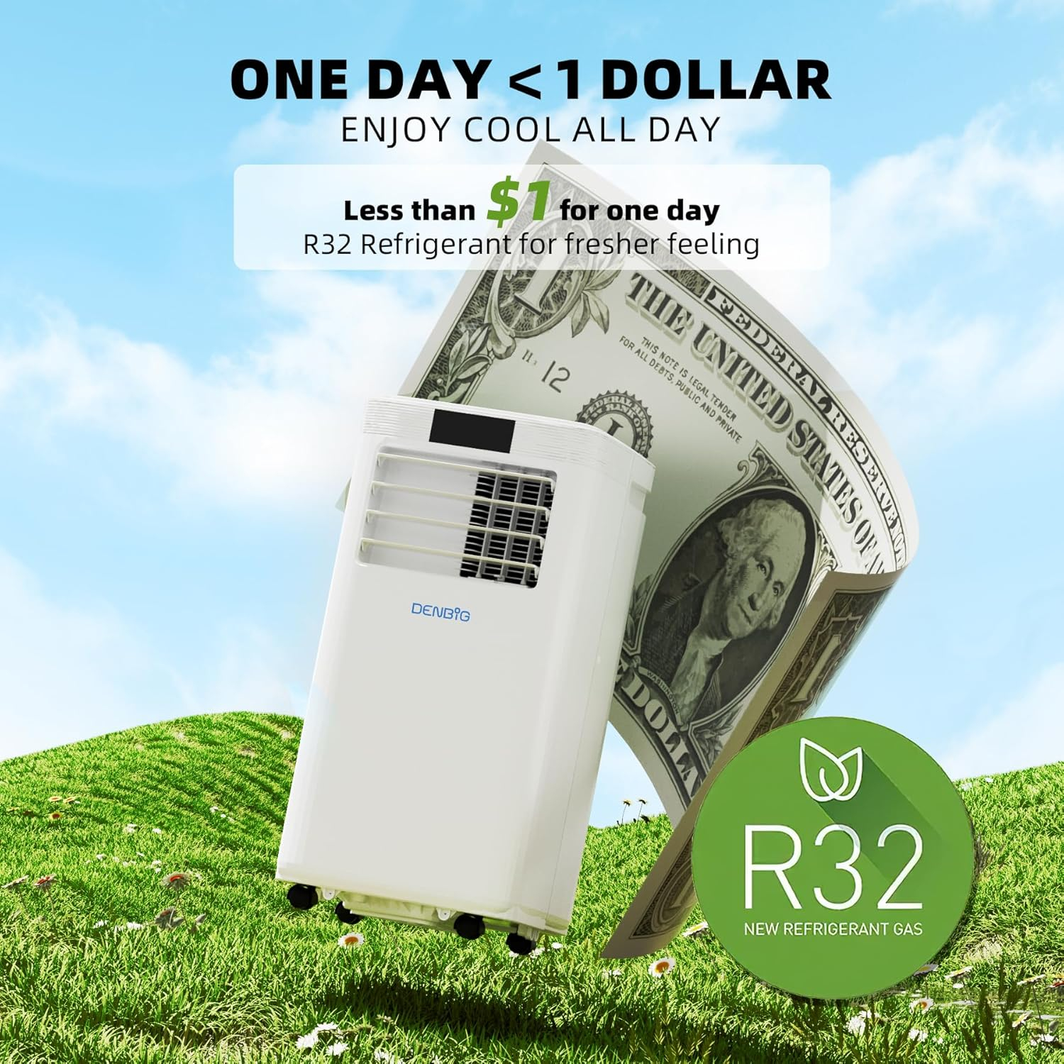 10,000 BTU Portable Air Conditioner for Room up to 350 Sq. Ft, Portable AC Unit with Built-in Dehumidifier and Multi-speed Fan, Remote Control, 24-Hour Timer, and Window Slider Kit, White