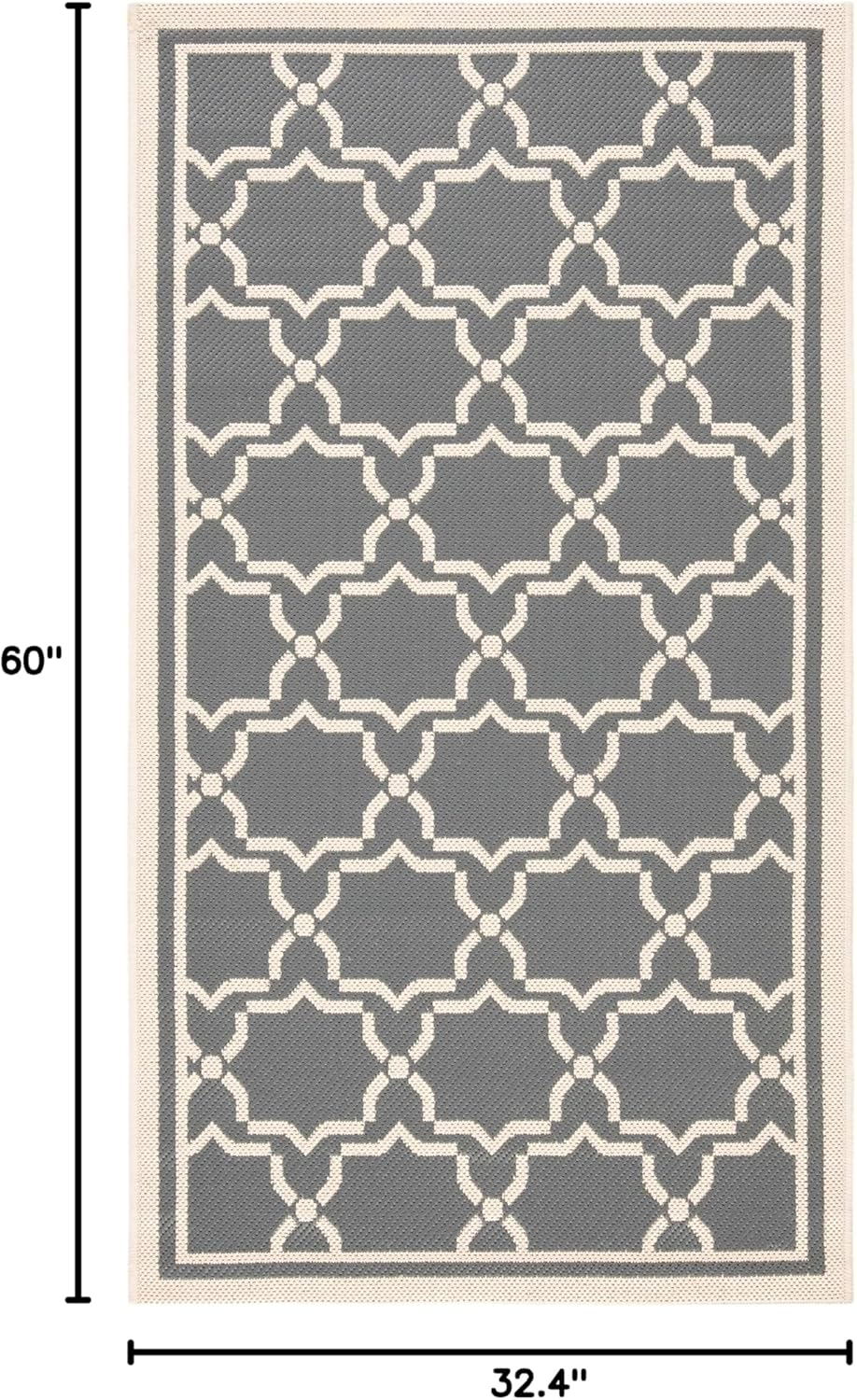 SAFAVIEH Courtyard Allison Oriental Indoor/Outdoor Area Rug, Anthracite/Beige, 2'7" x 5'