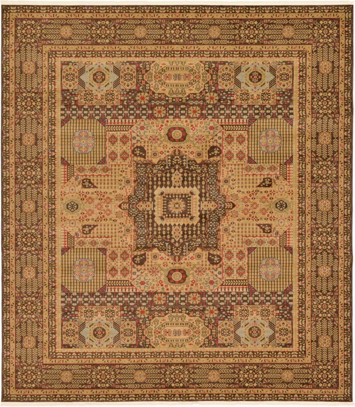 Unique Loom Palace Collection Area Rug (10'Square, Brown/ Light Blue)