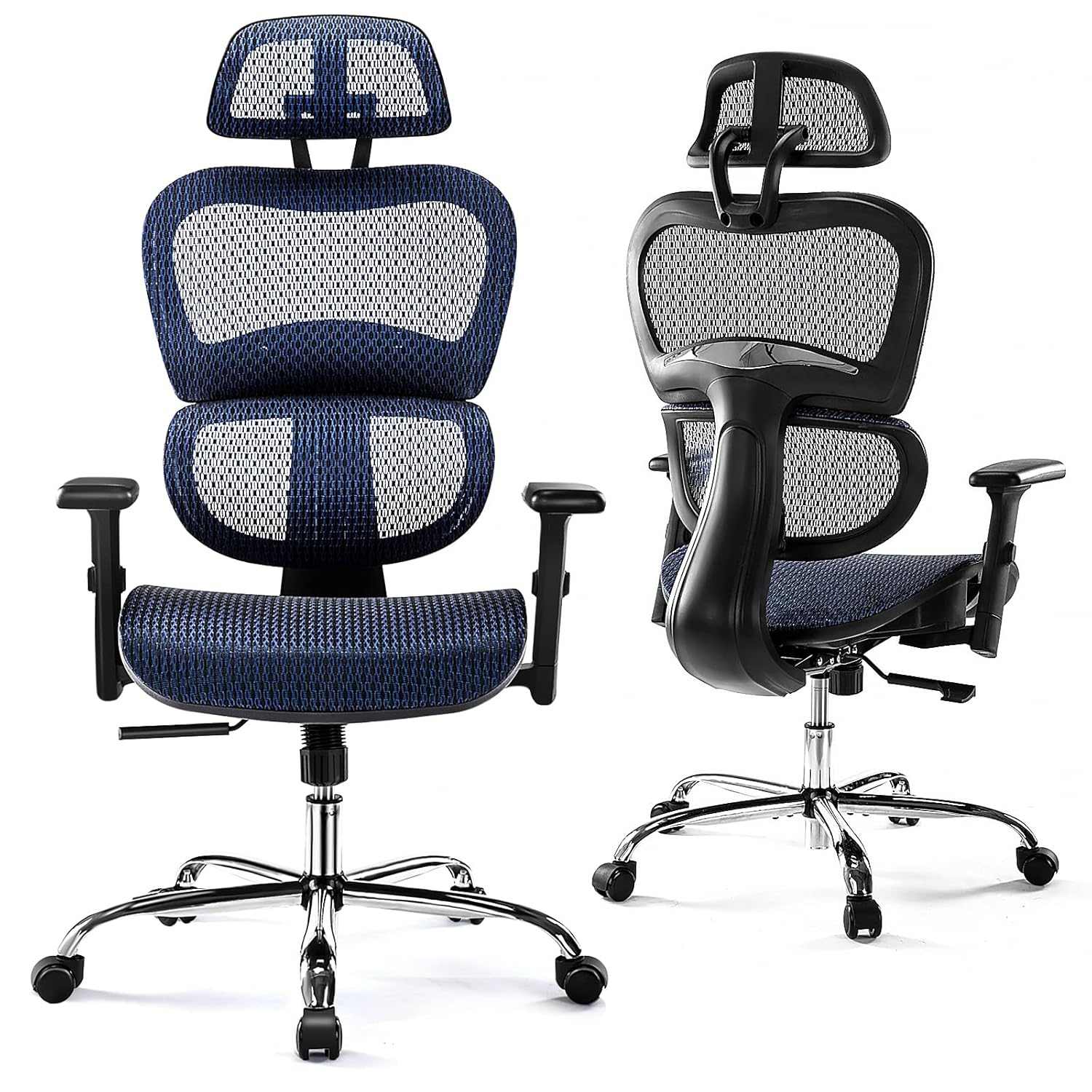 Ergonomic High Back Office Chair - High Office Chair with Headrest, Lumbar Support, Movable Armrests, Swivel Mesh Office Chair with 300 lbs Weight Capacity Adjustable Height for Home Office, Executive