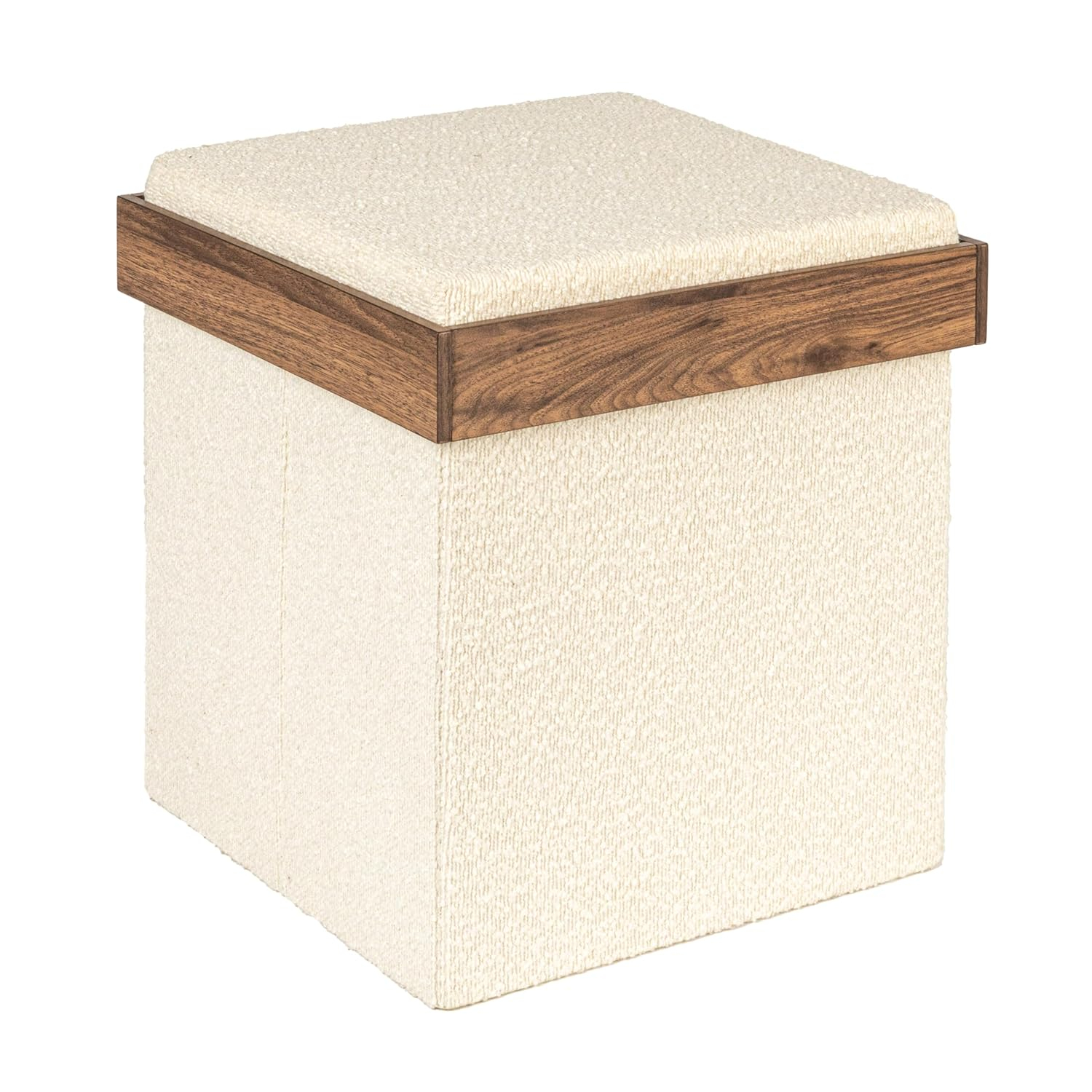 Household Essentials Versatile Boucle Ottoman With Hidden Storage