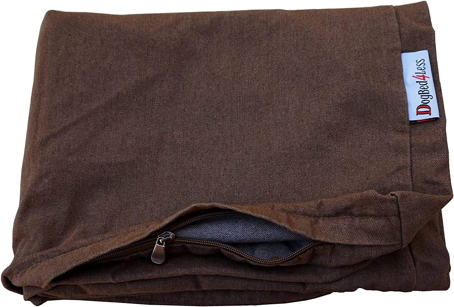Dogbed4less 35"X20"X4" Size Brown Denim Washable External Replacement Cover Only
