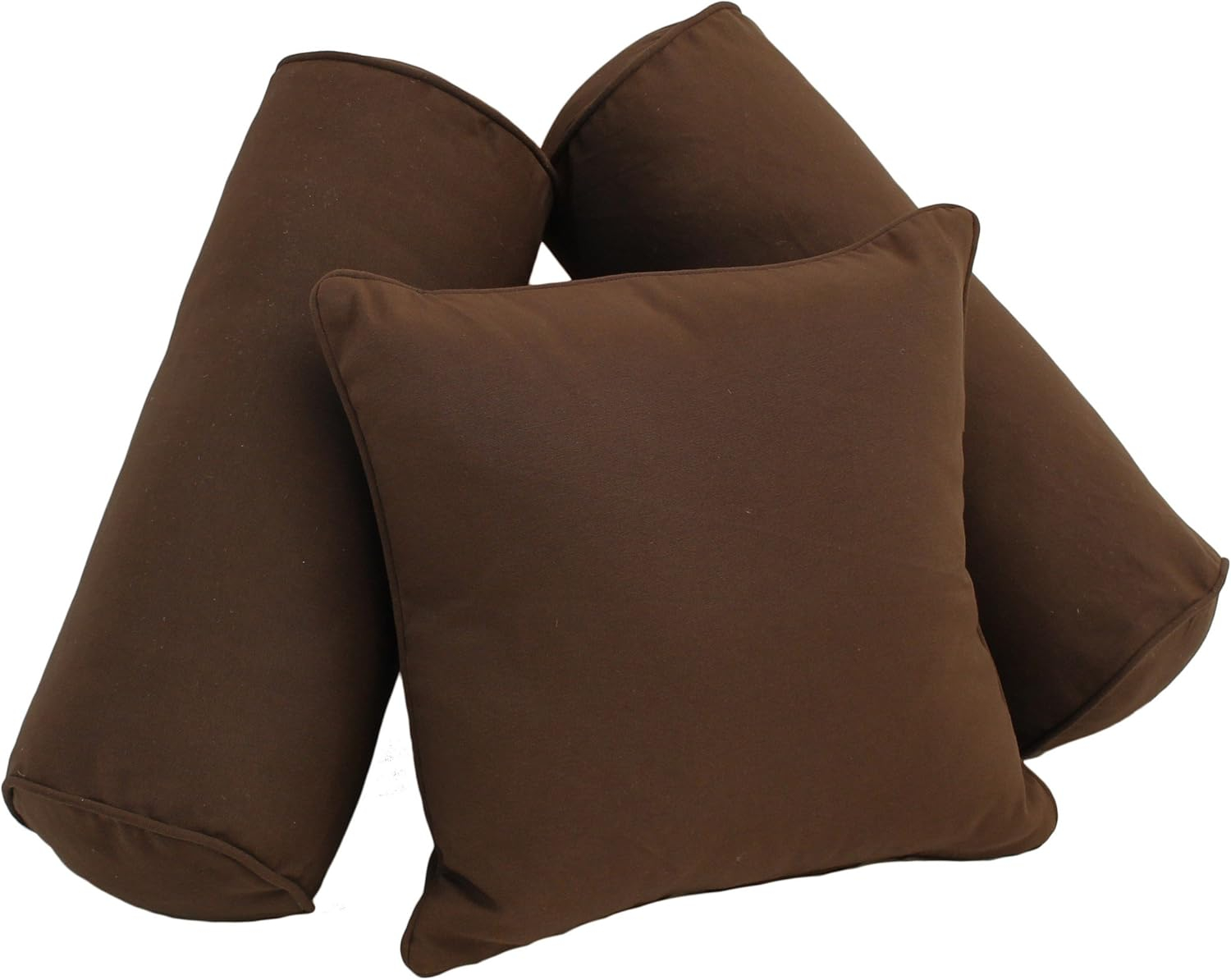 Blazing Needles Double-corded Solid Twill Throw Pillows with Inserts (Set of 3) - Chocolate
