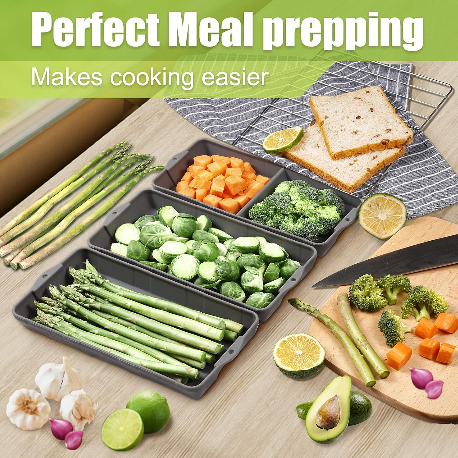 Nonstick Bakeware Set, New large size Cake Silicone Sheet Pan, baking pan dividers, Suitable for oven, air fryer to simplify cooking, Safe to use and easy to clean.