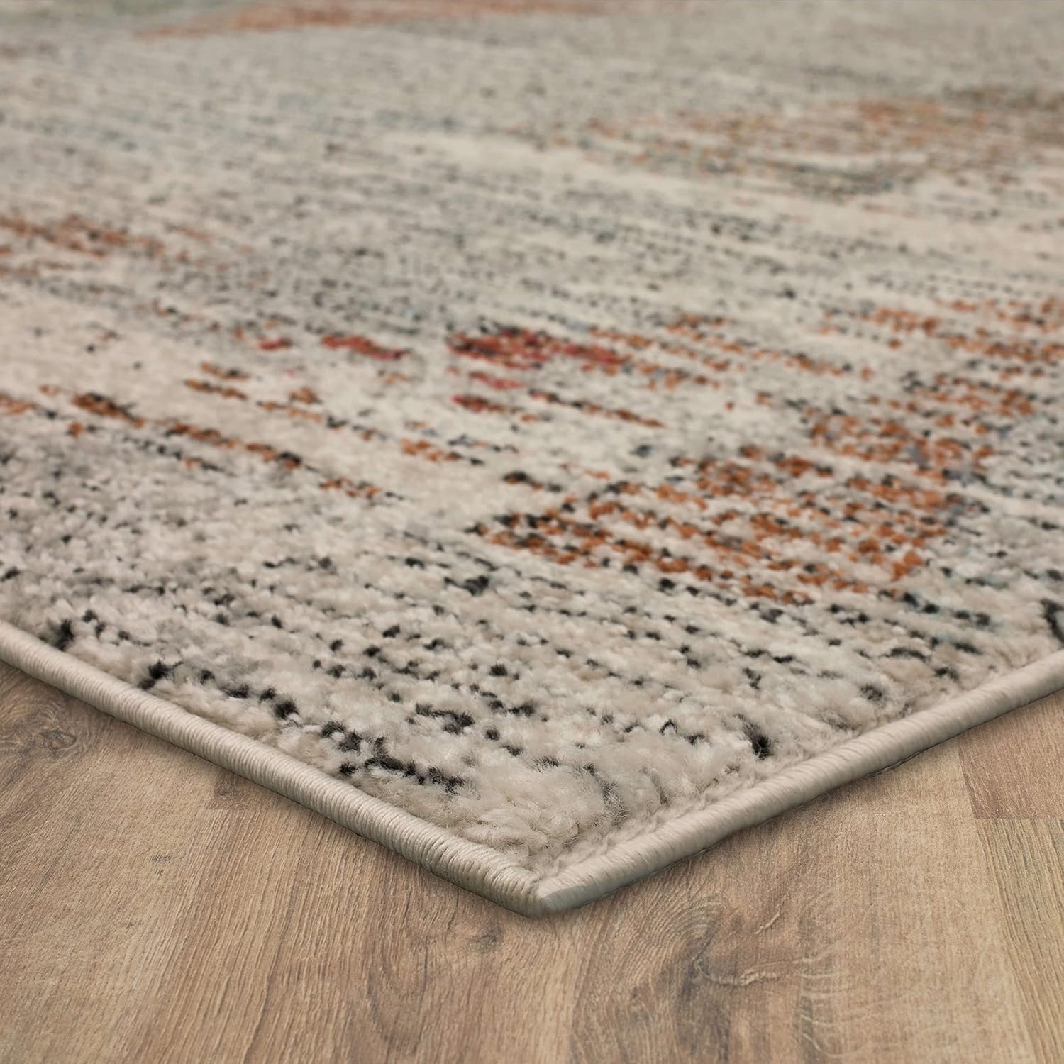 Gray Abstract Synthetic Easy Care Runner Rug 96" x 23"
