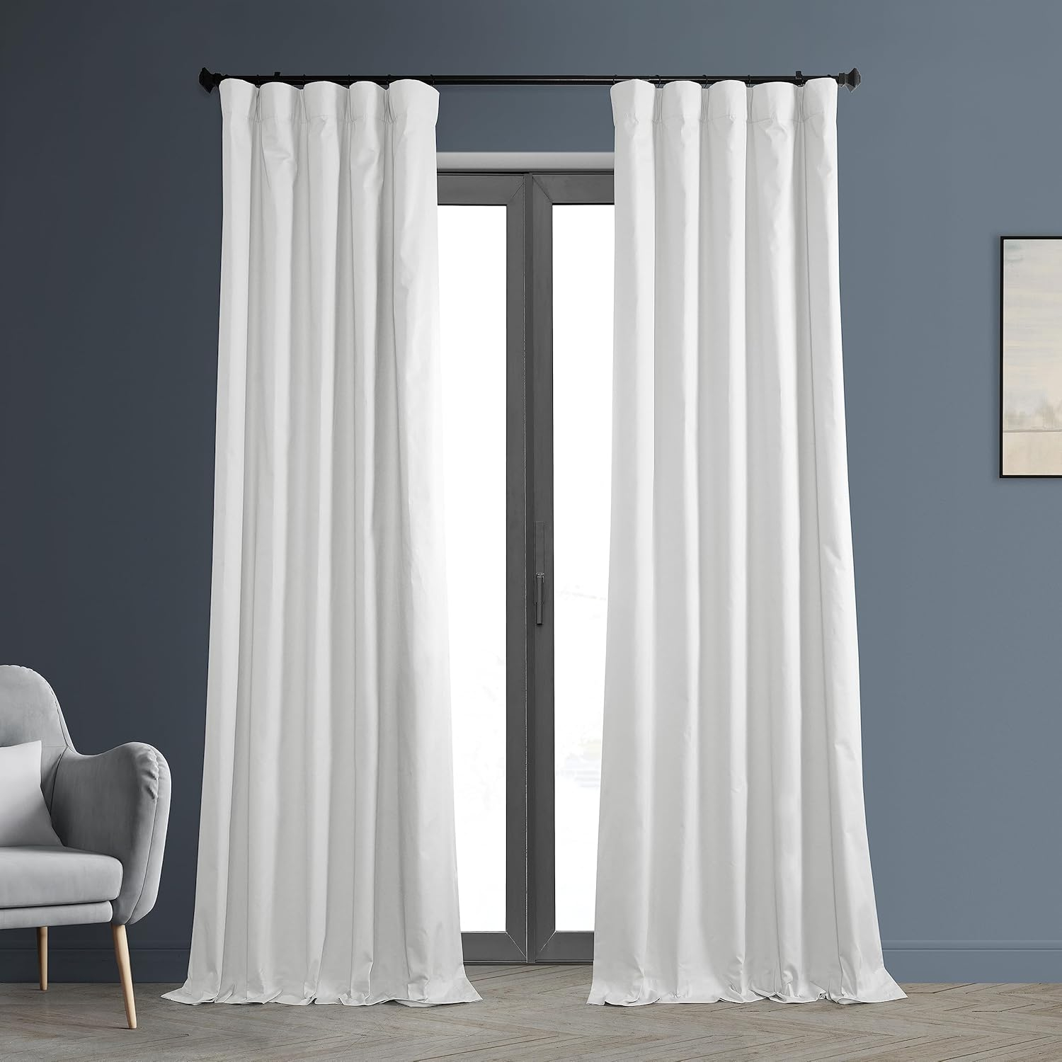 Whisper White Solid Cotton Blackout Curtain (1 Panel), Whisper White, 50W X 84L