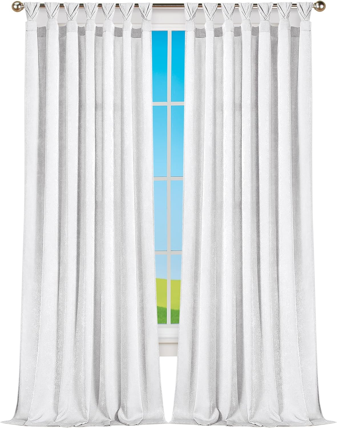 Achim Home Furnishing: Peri Window Curtain Panels with Tulip Tab Top, White, 52" x 84"
