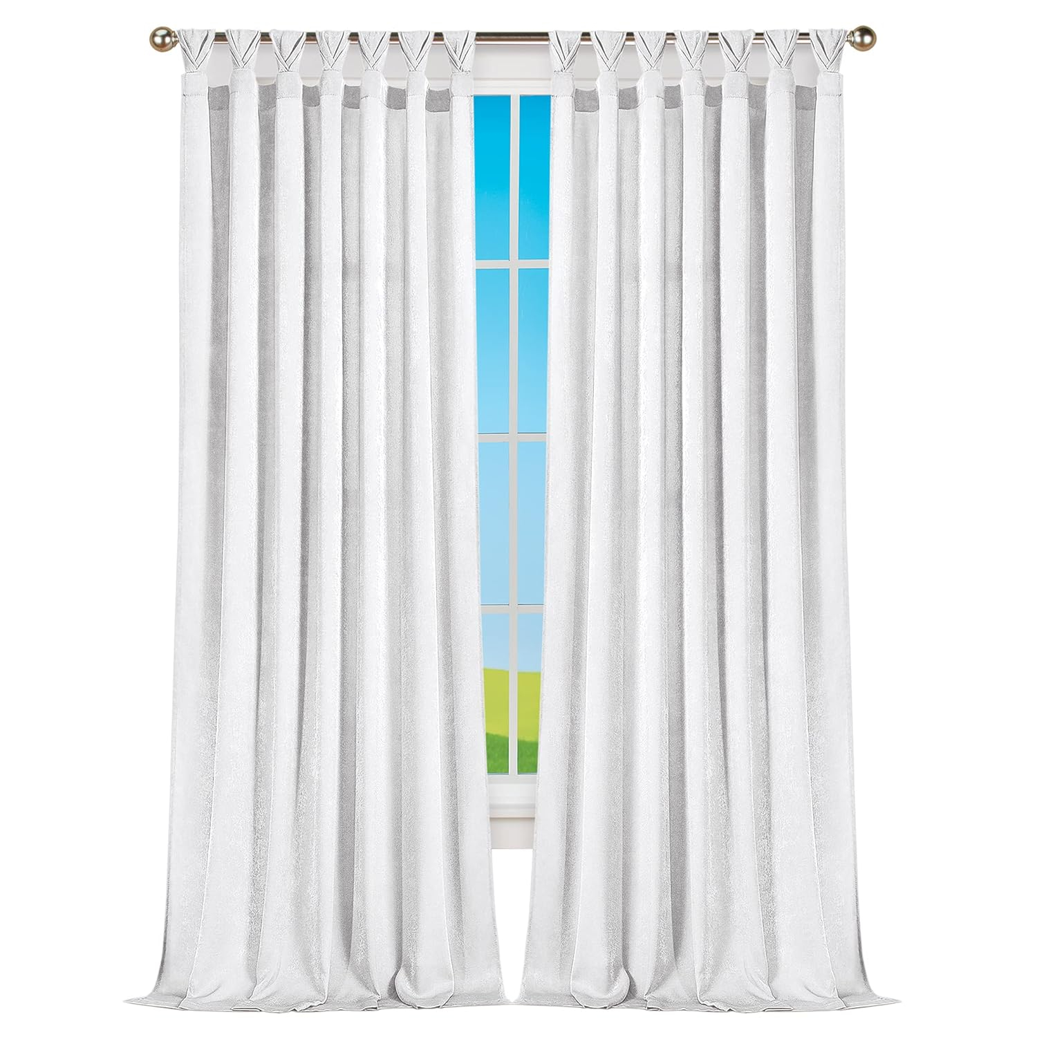 Achim Home Furnishing: Peri Window Curtain Panels with Tulip Tab Top, White, 52" x 84"