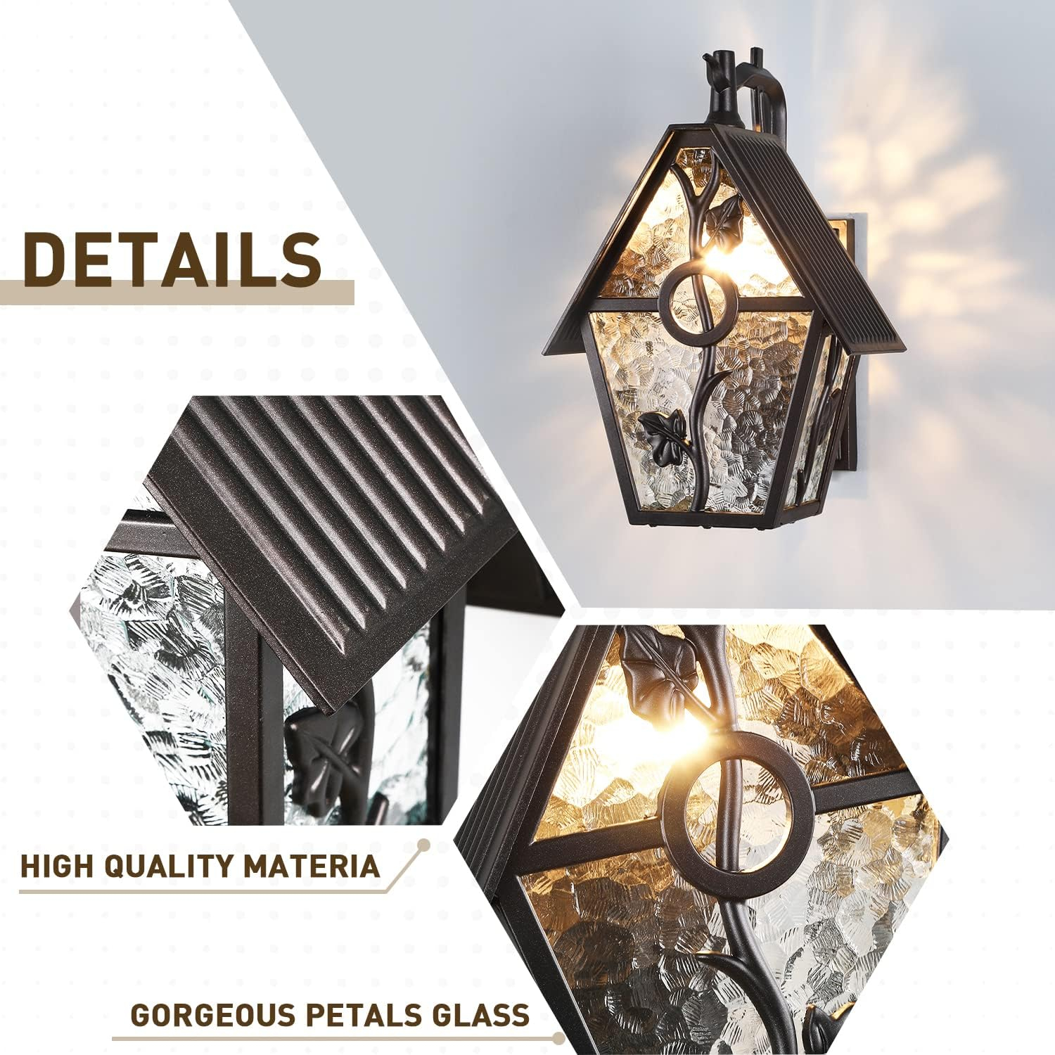 Rustic Outdoor Wall Lantern Exterior Wall Mounted Sconce Light Designer Style Outdoor Wall Light Fixtures for Home Patio Garden Garage Farmhouse Porch Lighting with Water Glass, Oil Rubbed Brown