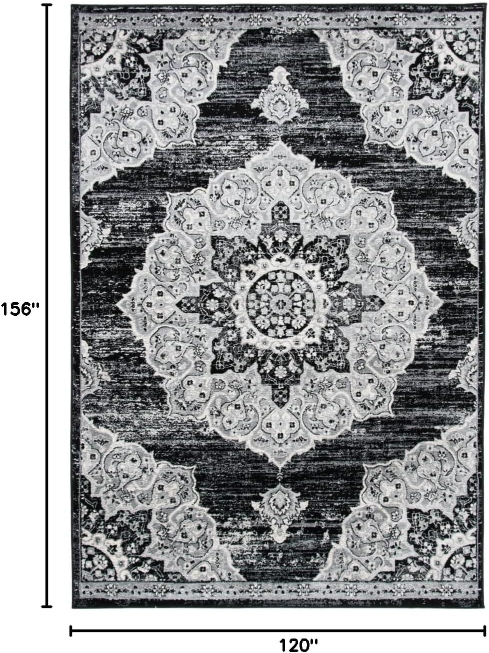 SAFAVIEH Brentwood Dimitri Floral Bordered Area Rug, 10' x 13', Black/Grey