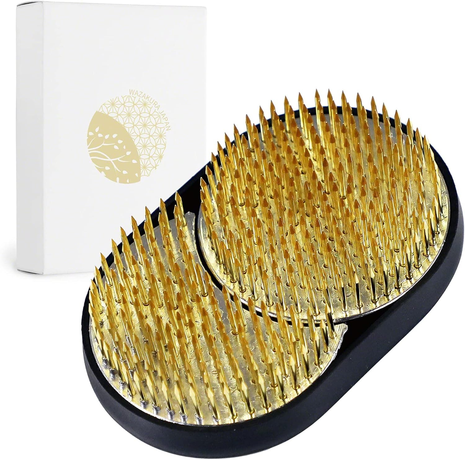 Sun and Moon Brass and Stainless Steel Ikebana Kenzan Flower Holder