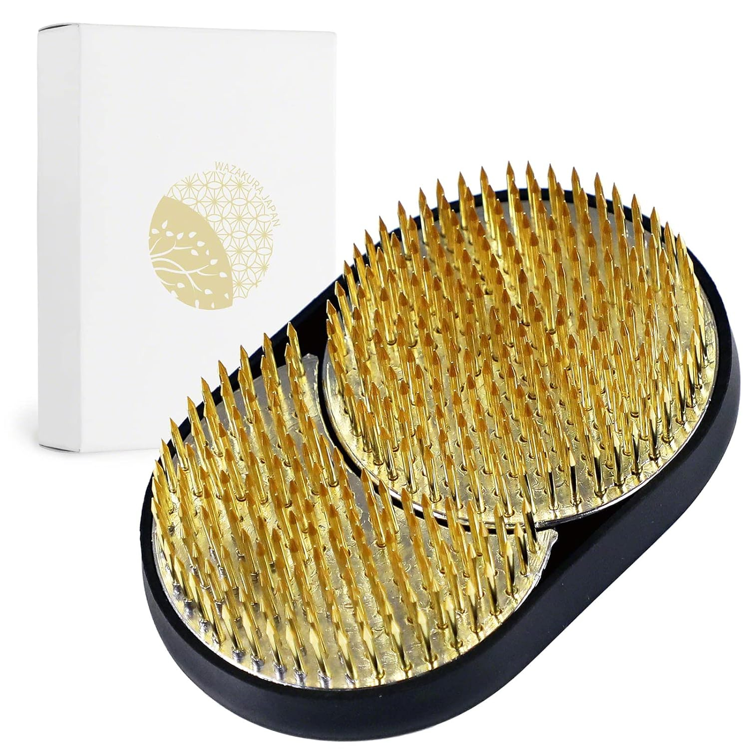 Sun and Moon Brass and Stainless Steel Ikebana Kenzan Flower Holder