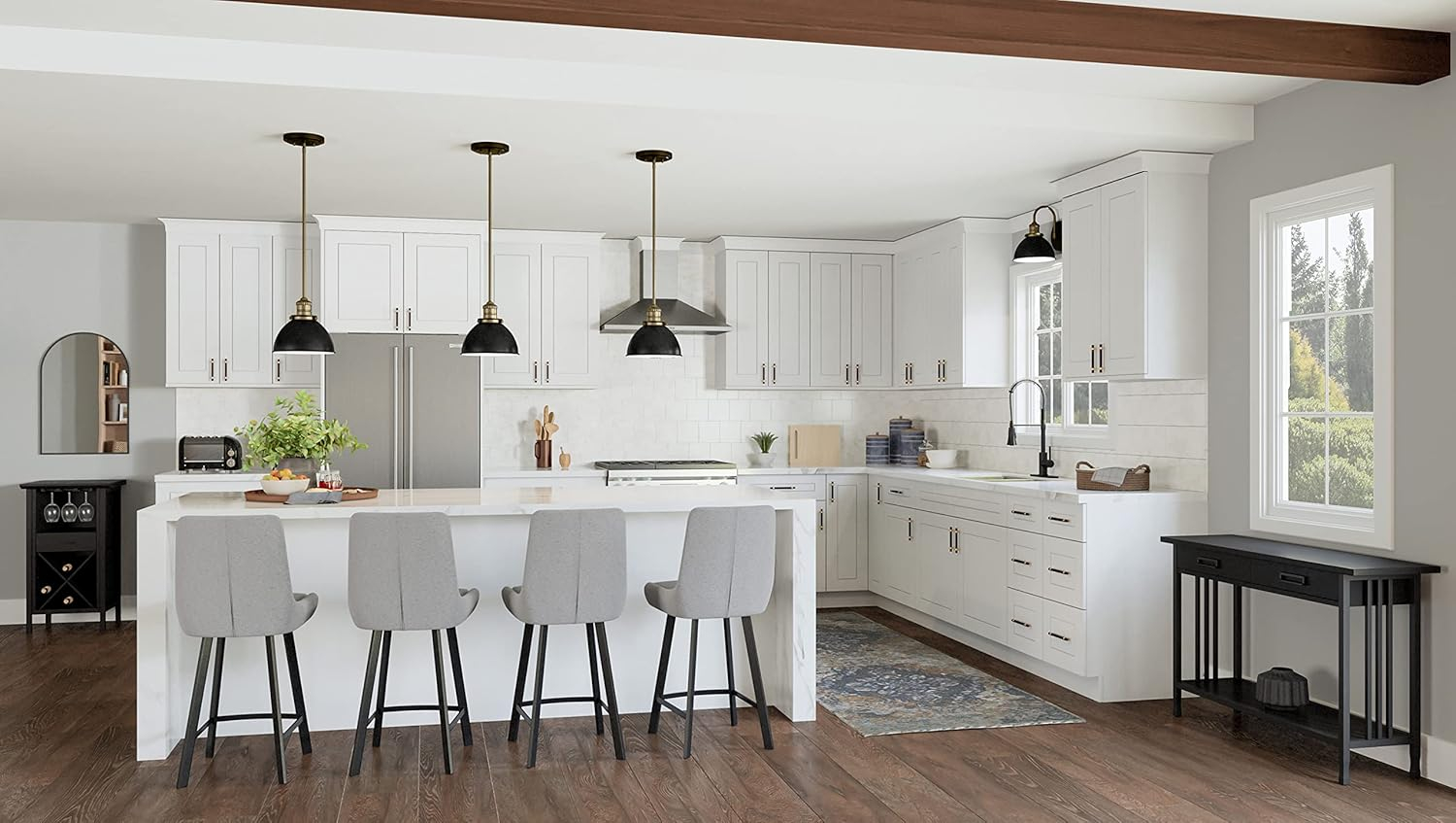 Brookings Shaker Unassembled Drawer Base Kitchen Cabinet 3DB18, 18 W x 24 D x 34.5 H, Painted White, Solid Wood, Design House, 561464