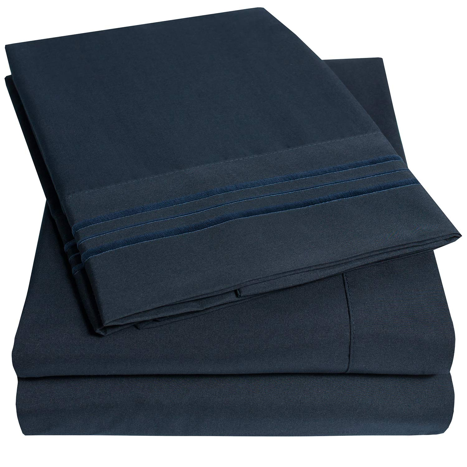 1500 Supreme Collection Queen Sheet Sets Navy Blue - Luxury Hotel Bed Sheets and Pillowcase Set for Queen Mattress - Extra Soft, Elastic Corner Straps, Deep Pocket Sheets, Queen Navy Blue