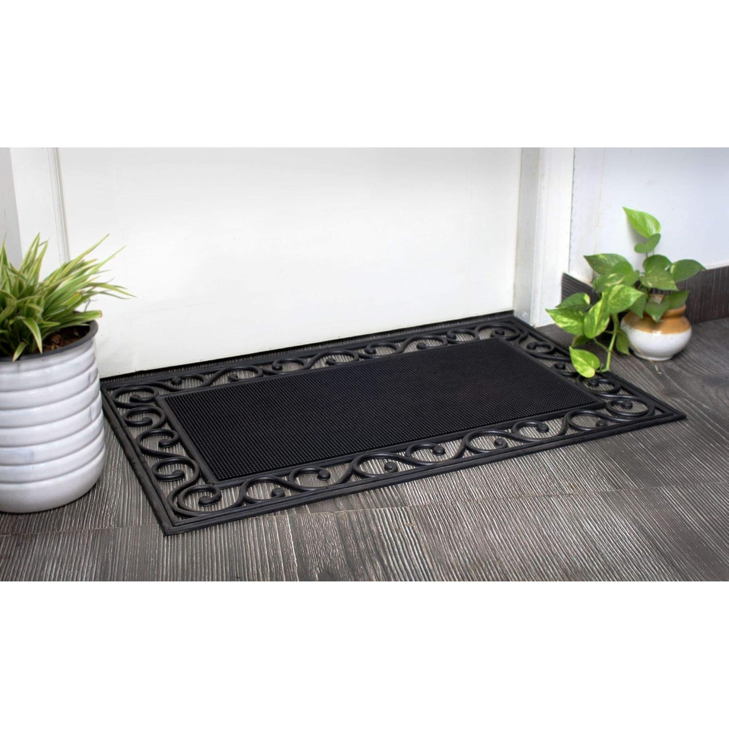RugSmith Moulded Rubber Trellis Edge Outdoor Doormat, 18" x 30"