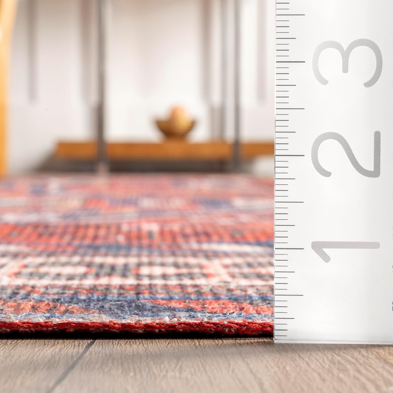 Rust and Gray Synthetic Tribal Runner Rug, 2'6" x 8'