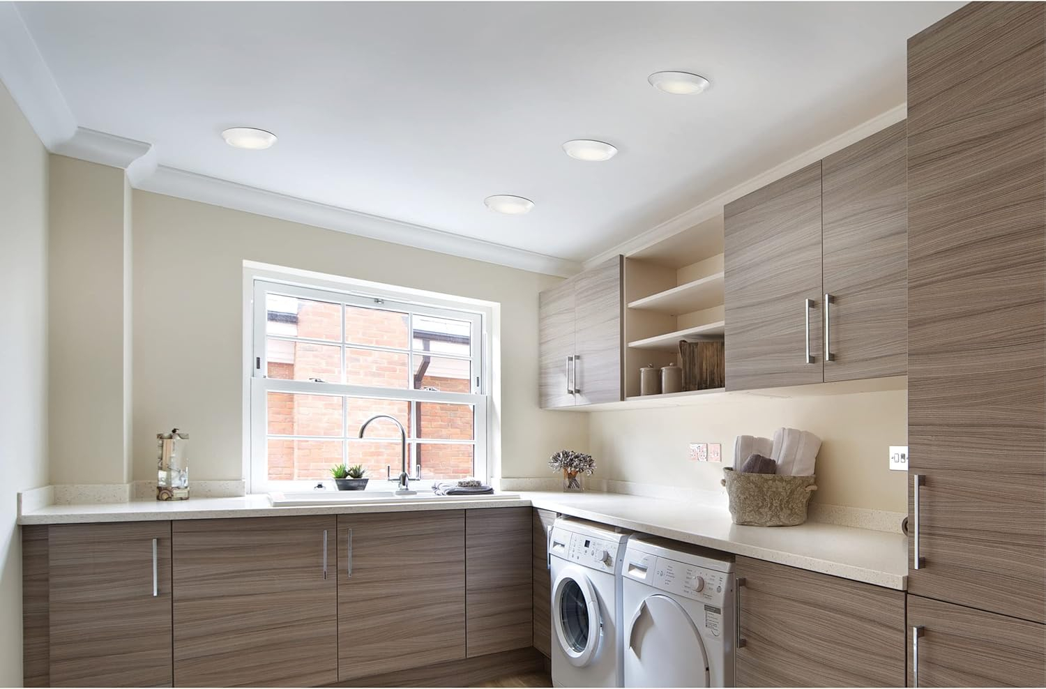White Circular LED Flush Mount Light for Indoor/Outdoor Use