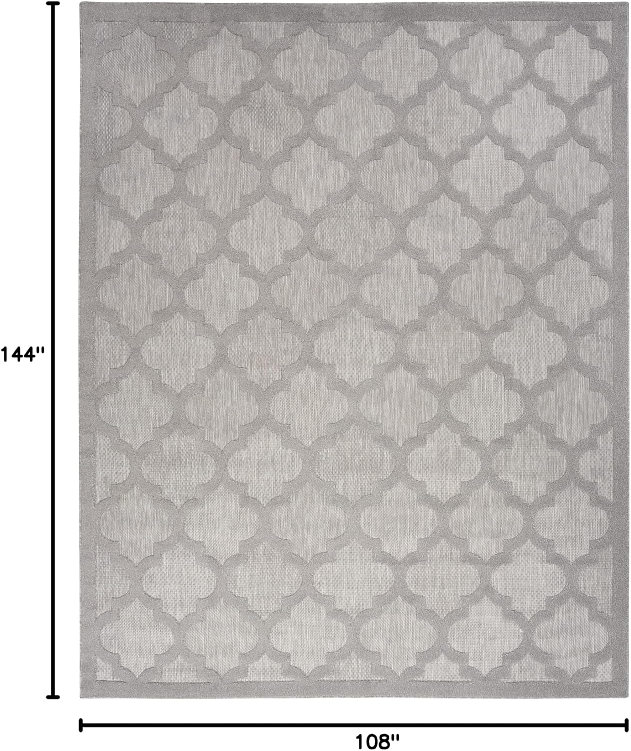 Silver Grey Trellis Square Indoor/Outdoor Easy Care Rug