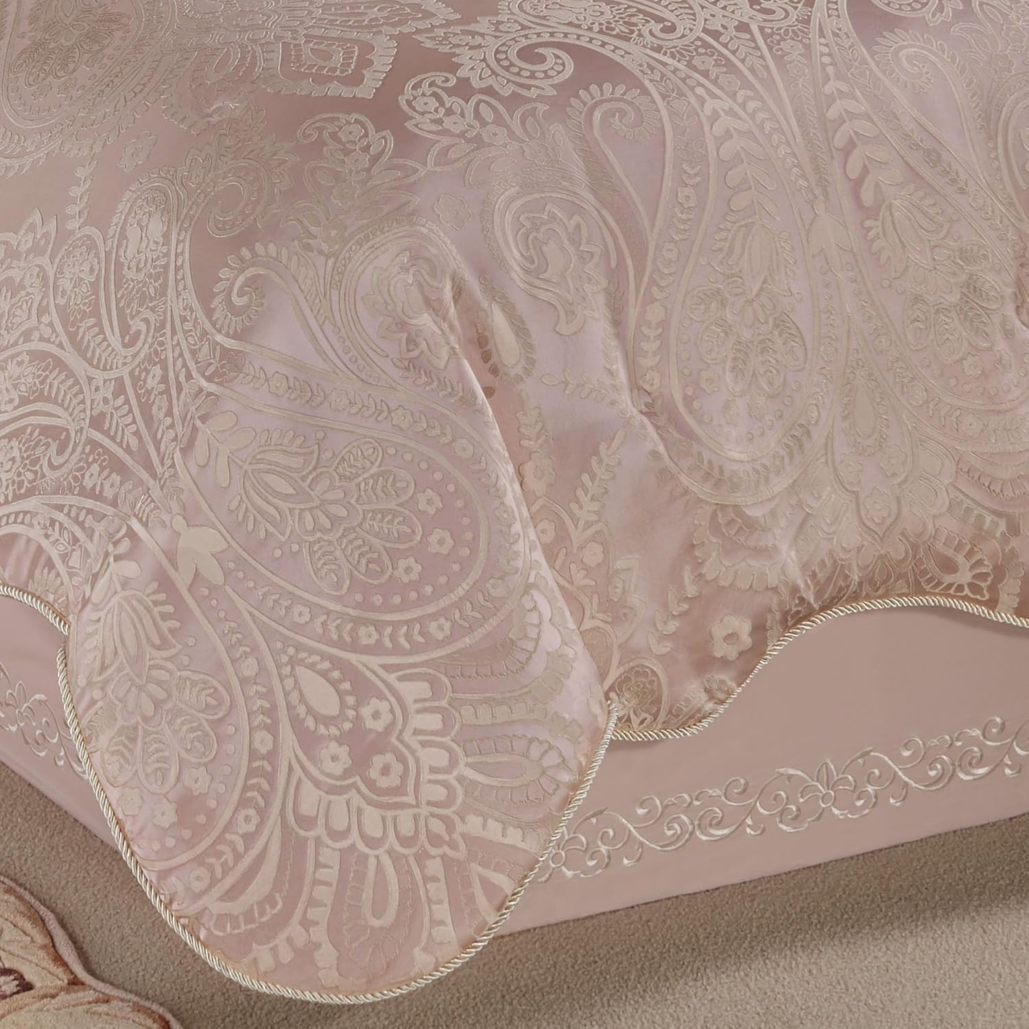 Elegant Blush Polyester Satin King Comforter Set