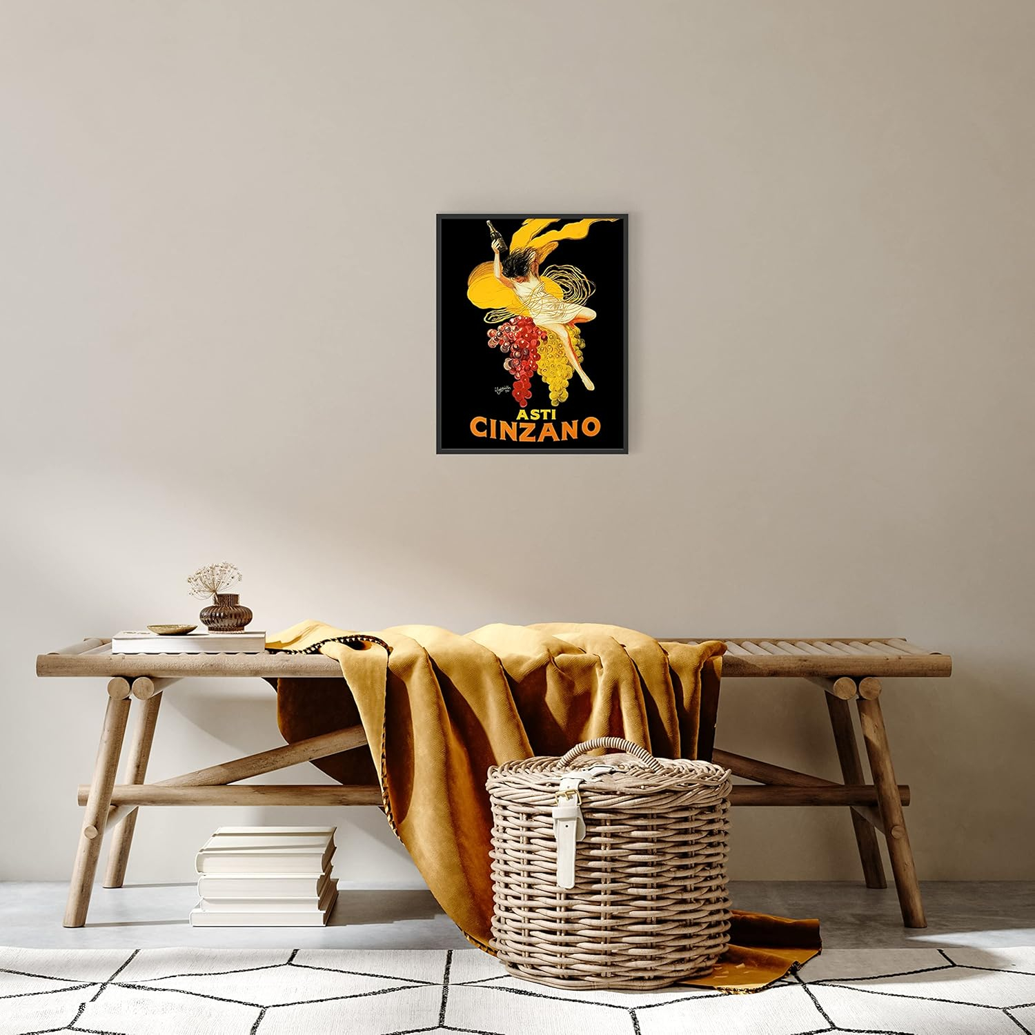Vintage Black and Yellow Asti Cinzano Italian Poster Print (11x14)