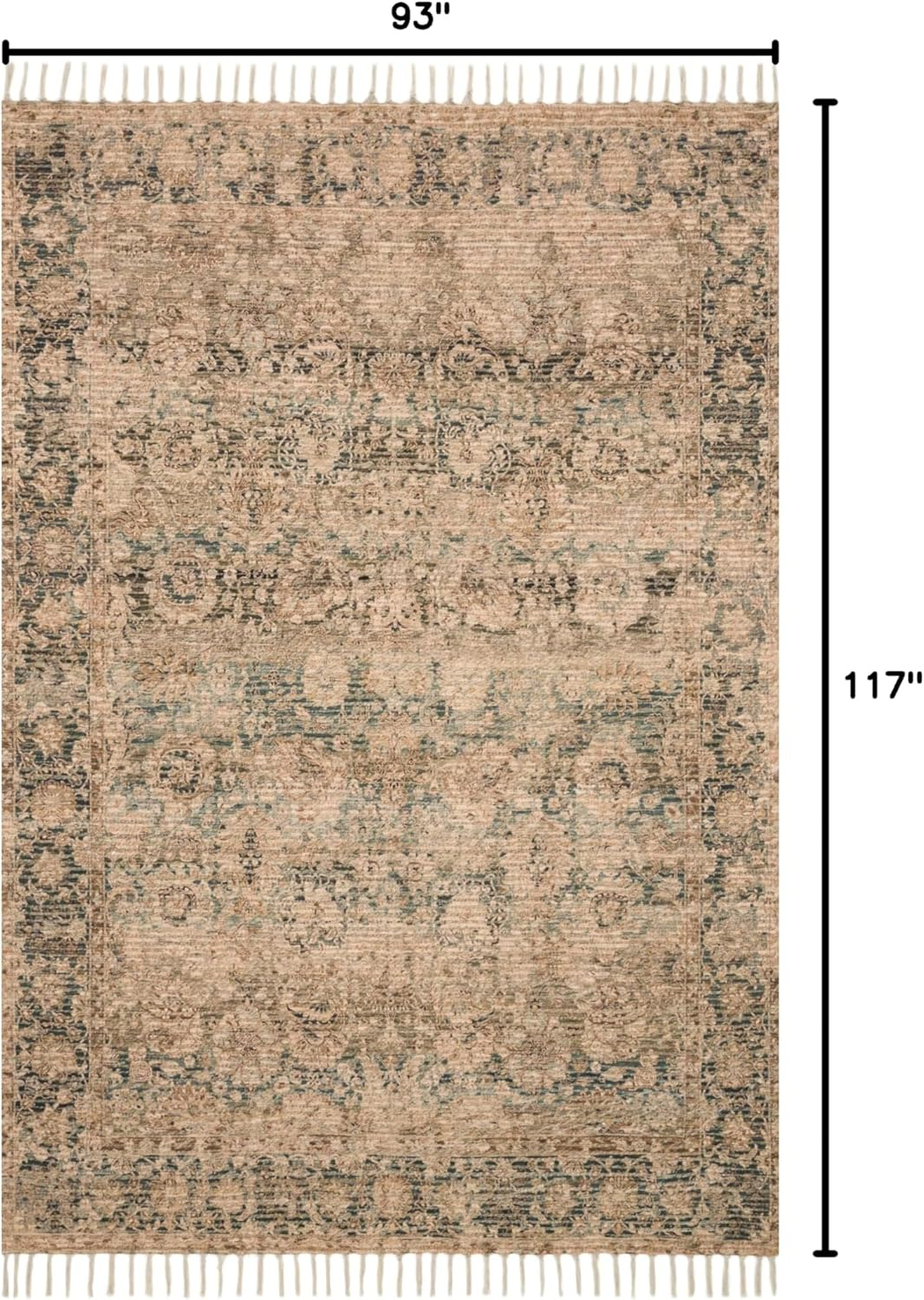 Justina Blakeney x Loloi Cornelia Collection Natural / Teal TRANSITIONAL Area Rug 7'-9" x 9'-9"
