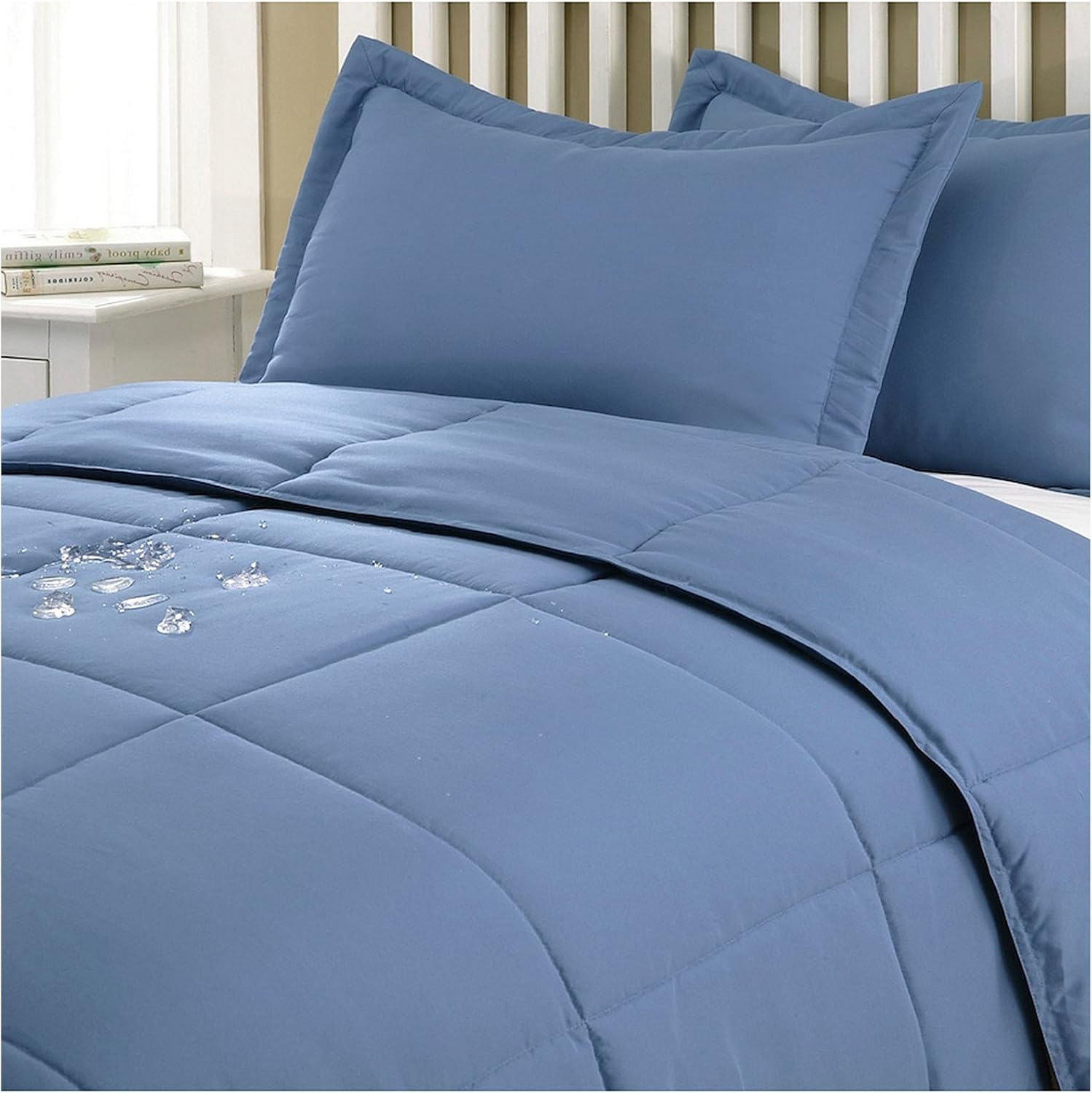 Full Smoke Blue Down Alternative Microfiber Comforter Set