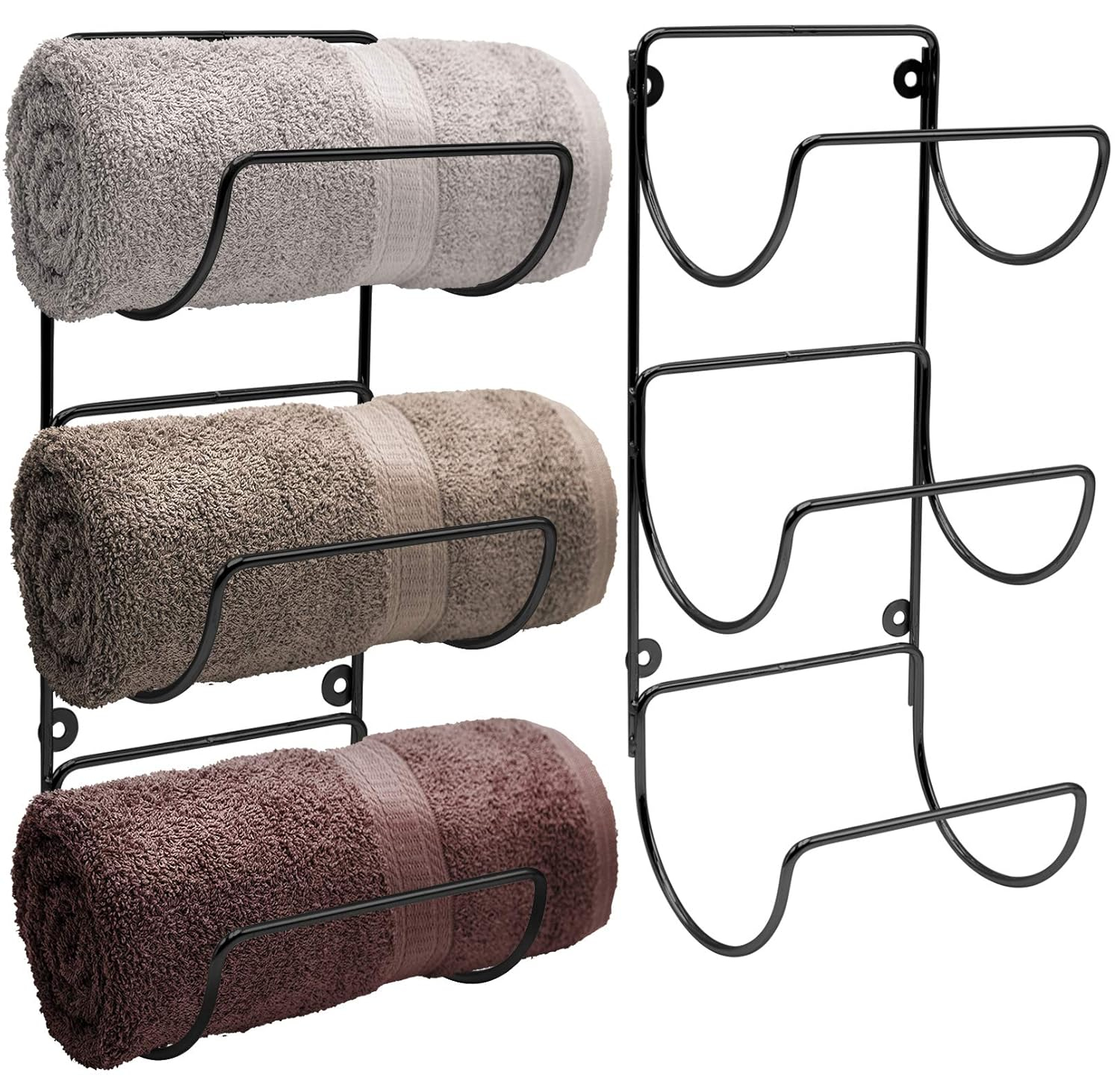 Black Iron Wall Mounted 6-Tier Towel Holder Set