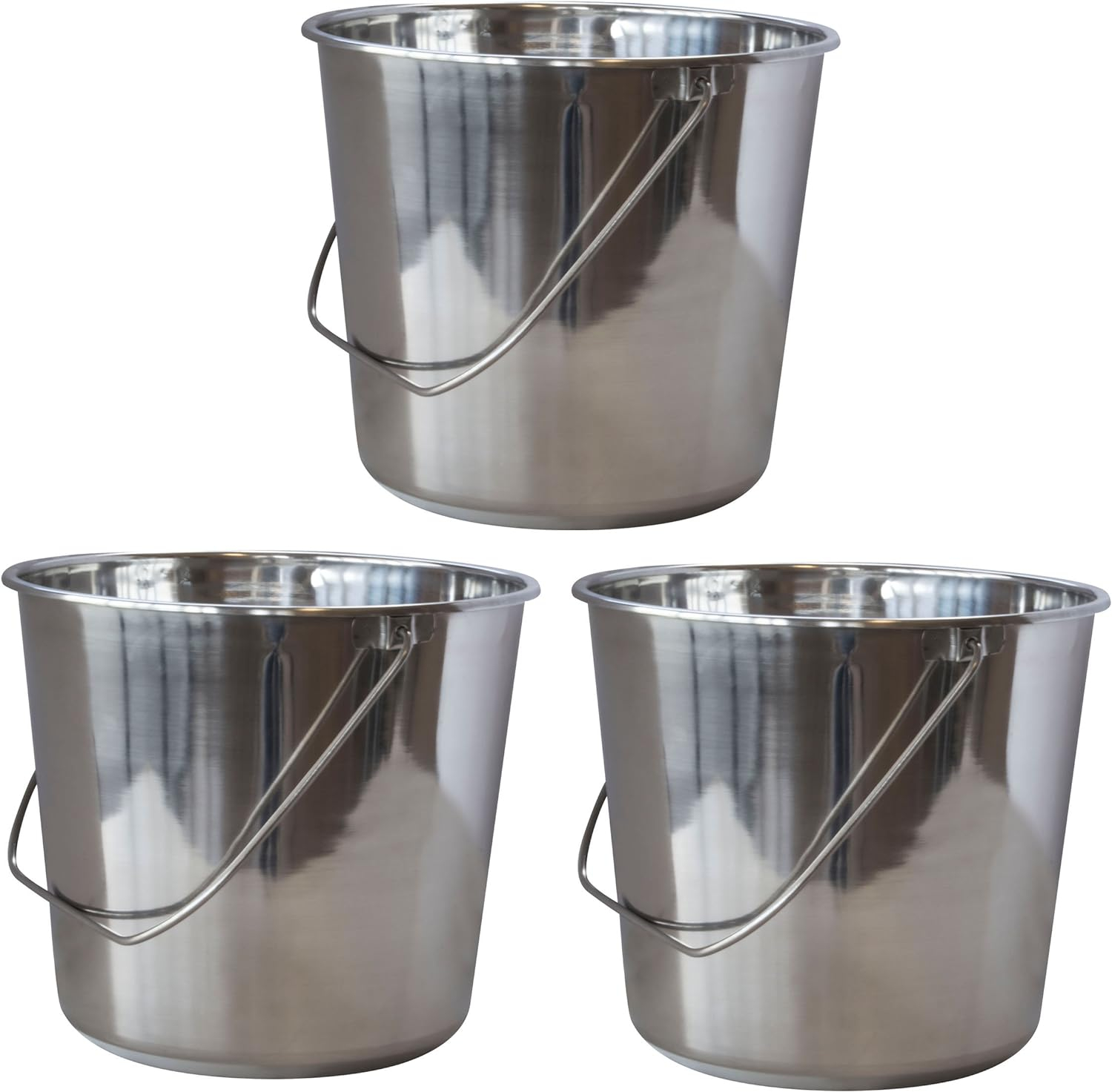 AmeriHome Large Stainless Steel Bucket Set – 3 Piece