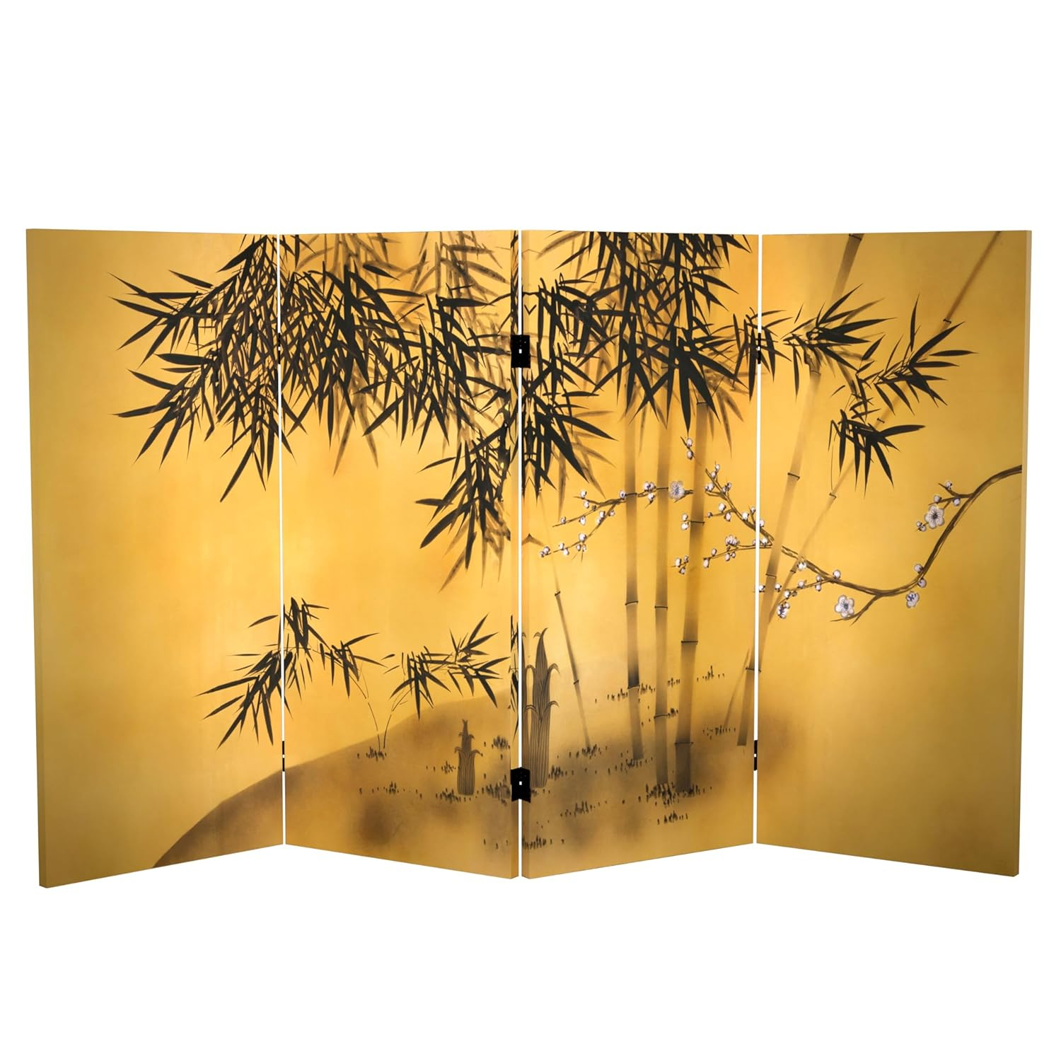 Oriental Furniture 3 ft. Tall Bamboo Tree Canvas Room Divider - 4 Panel