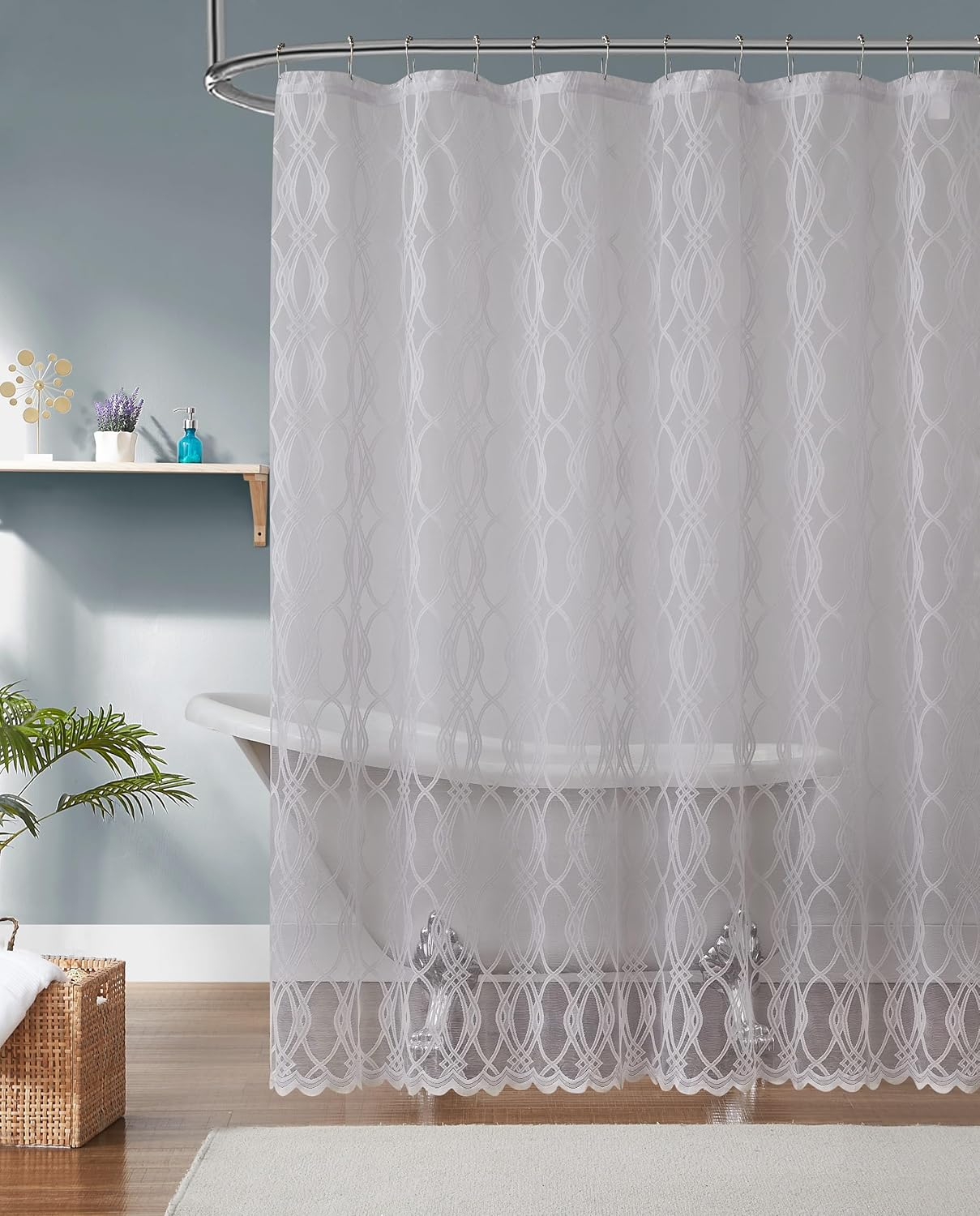 LinenZone Minimalist Shower Curtain Gold Color for Beautiful Bathroom Decor Aesthetic or Modern Bathroom Decor. 72 Inch Geometric Shower Curtain for Minimalist Decor. (Giselle Shower 72 x 72 Linen)